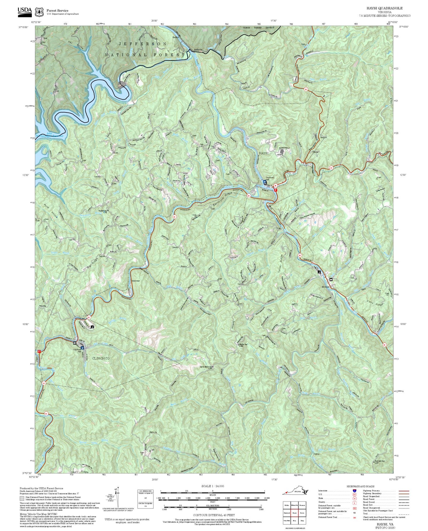 2025 Forest Service Topo Map of Haysi Virginia