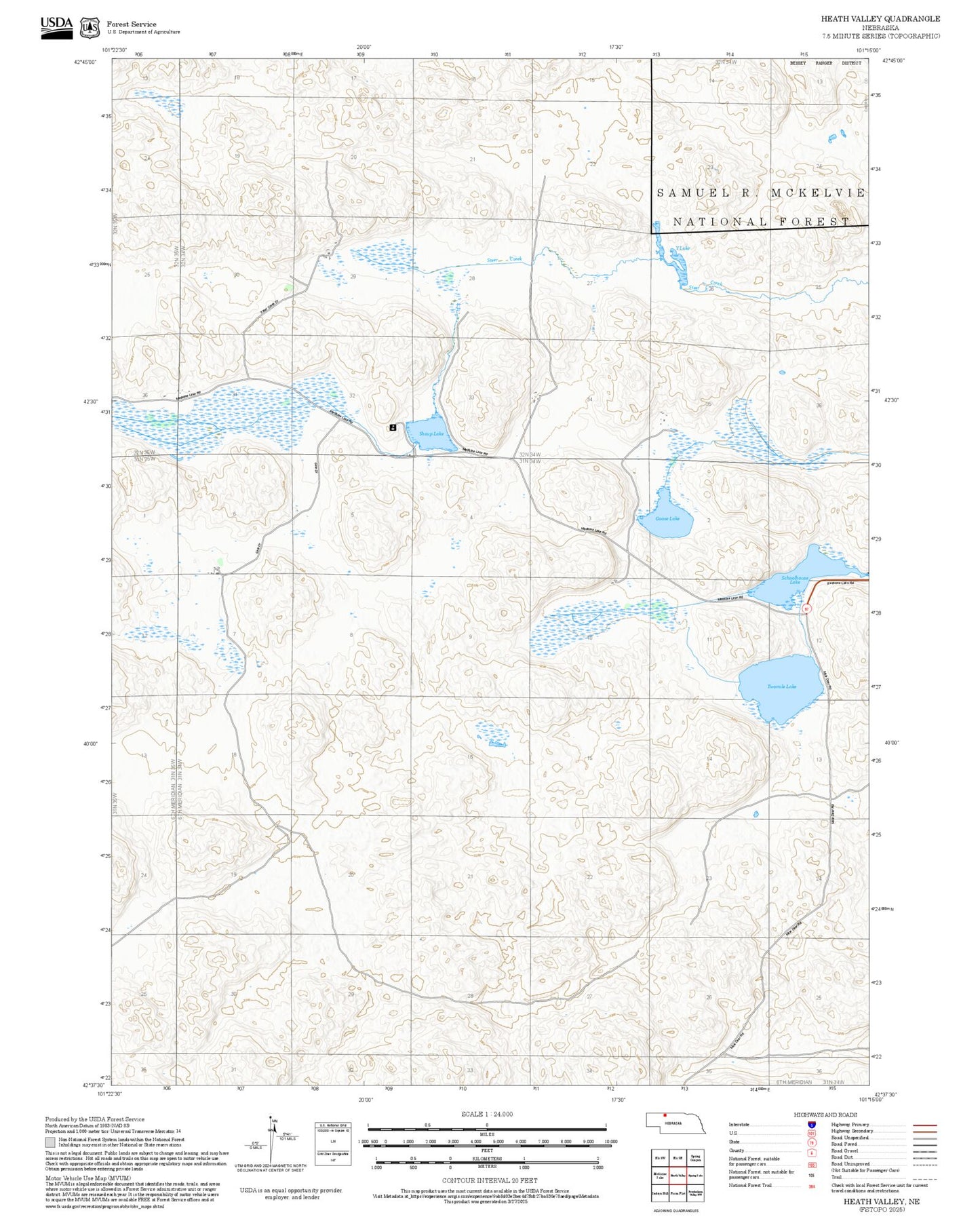 2025 Forest Service Topo Map of Heath Valley Nebraska