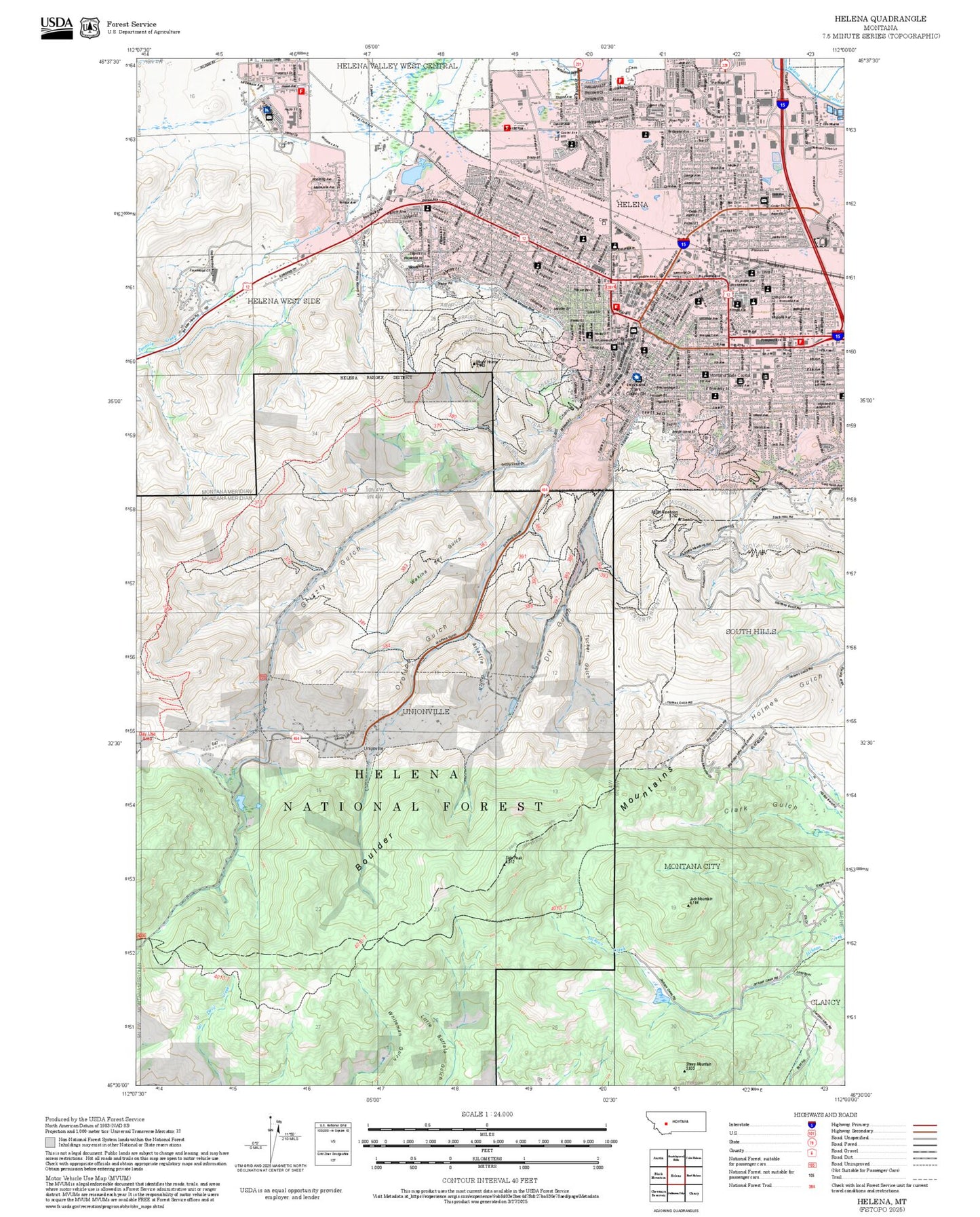 2025 Forest Service Topo Map of Helena Montana