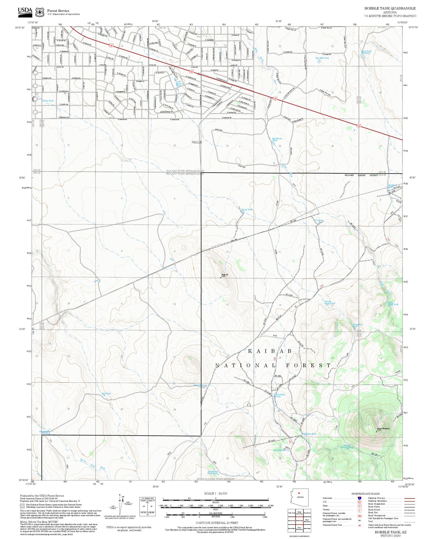 2025 Forest Service Topo Map of Hobble Tank Arizona