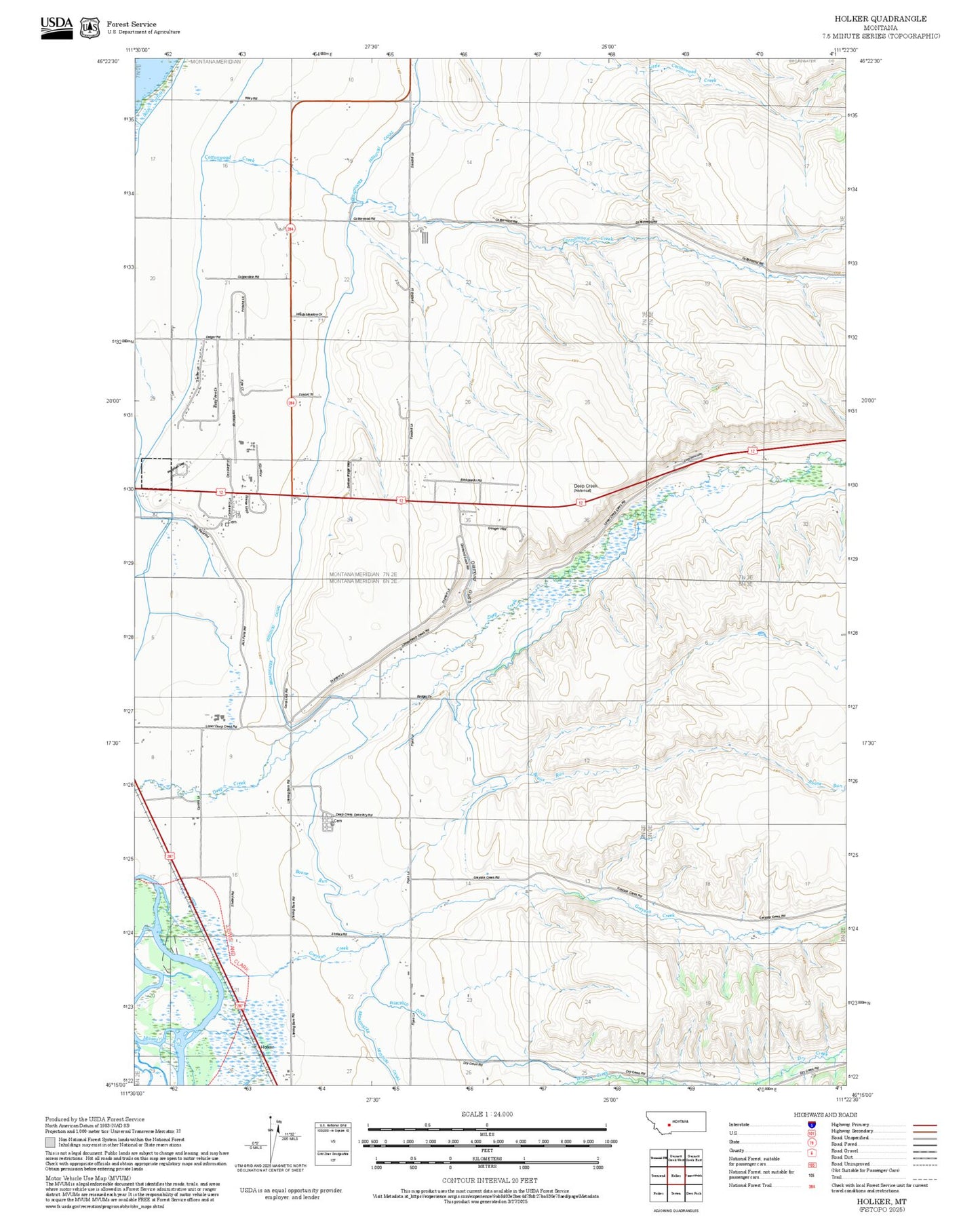 2025 Forest Service Topo Map of Holker Montana