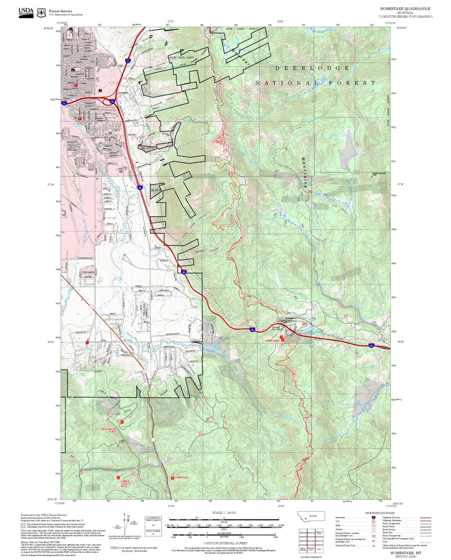 2025 Forest Service Topo Map of Homestake Montana