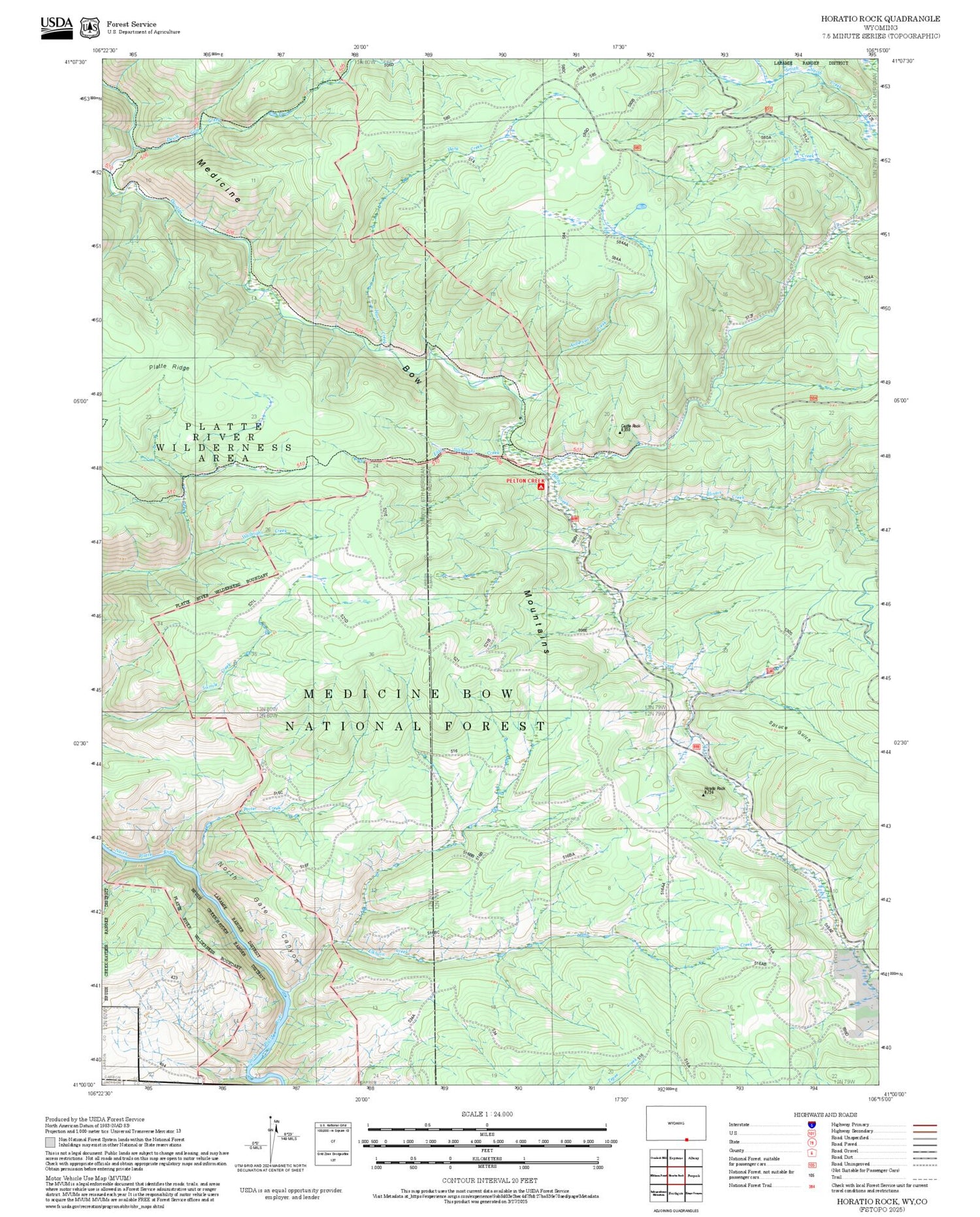 2025 Forest Service Topo Map of Horatio Rock Wyoming