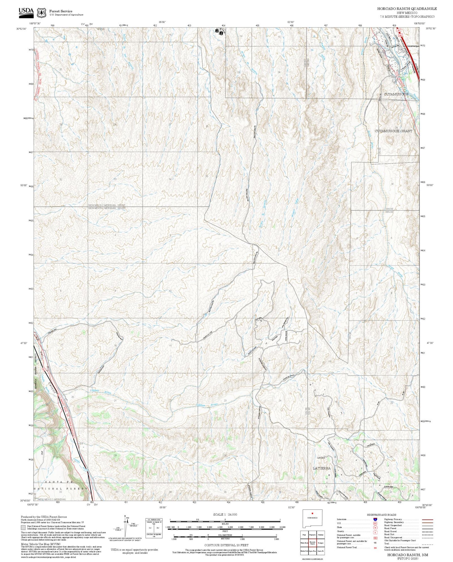 2025 Forest Service Topo Map of Horcado Ranch New Mexico