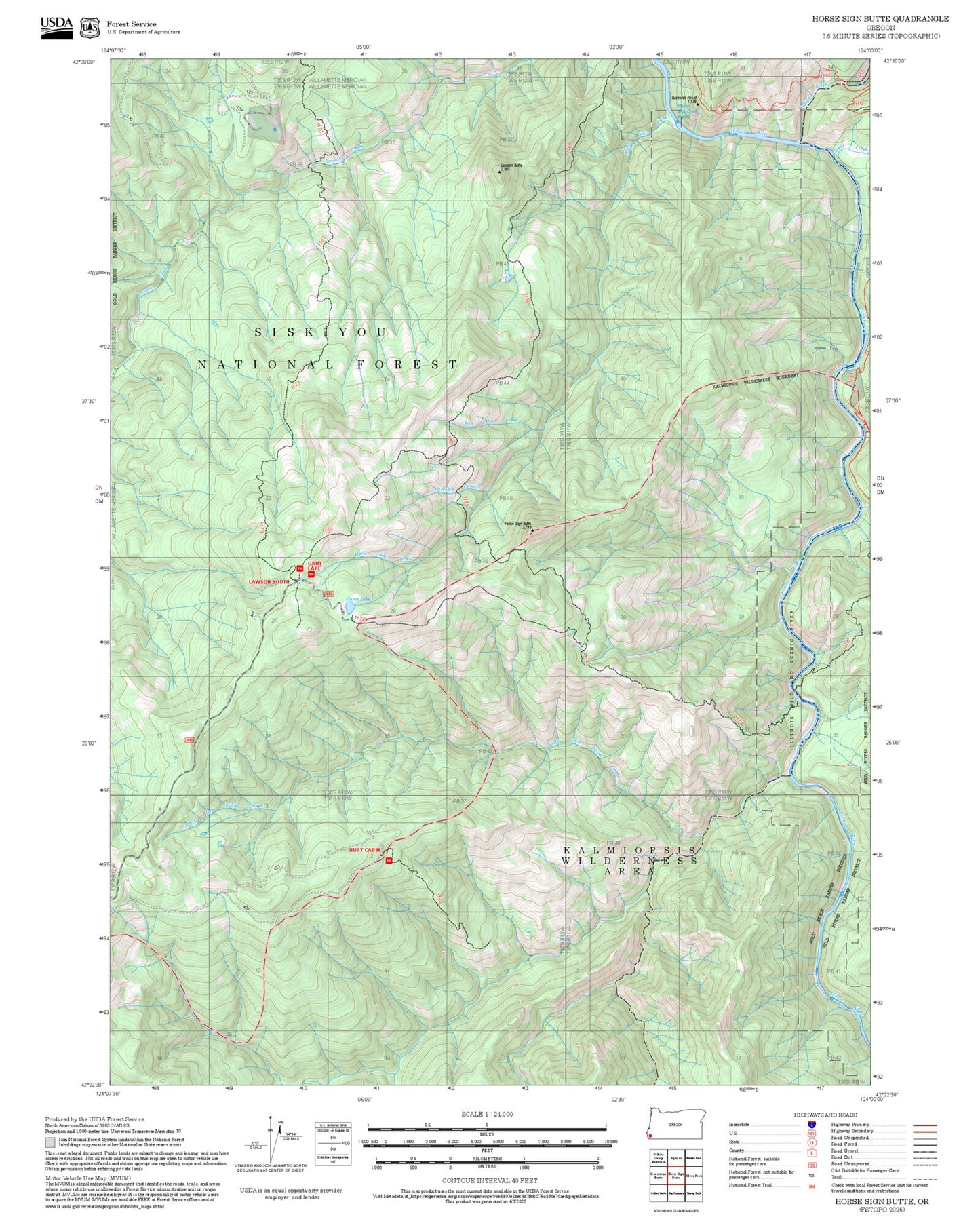 2025 Forest Service Topo Map of Horse Sign Butte Oregon
