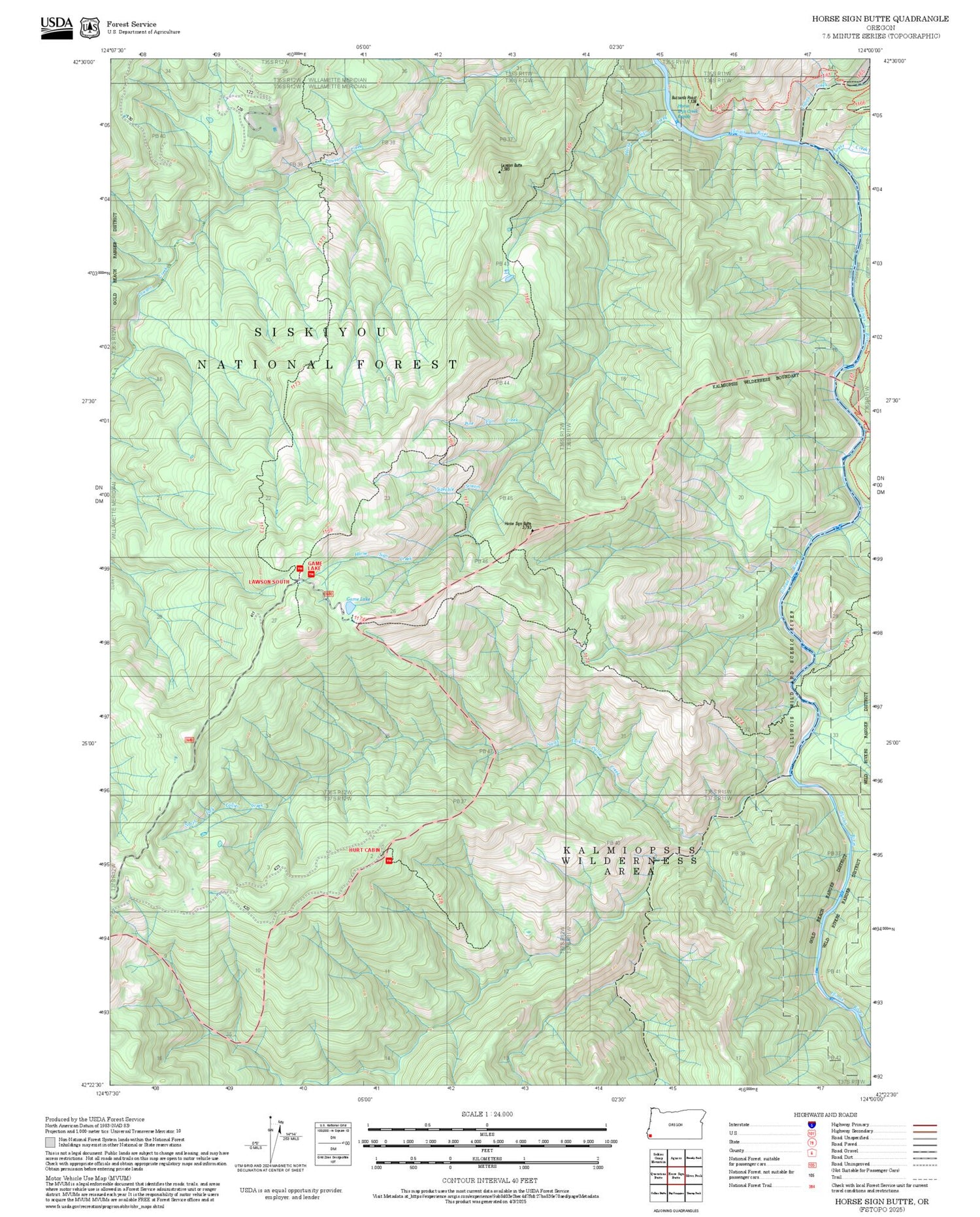 2025 Forest Service Topo Map of Horse Sign Butte Oregon