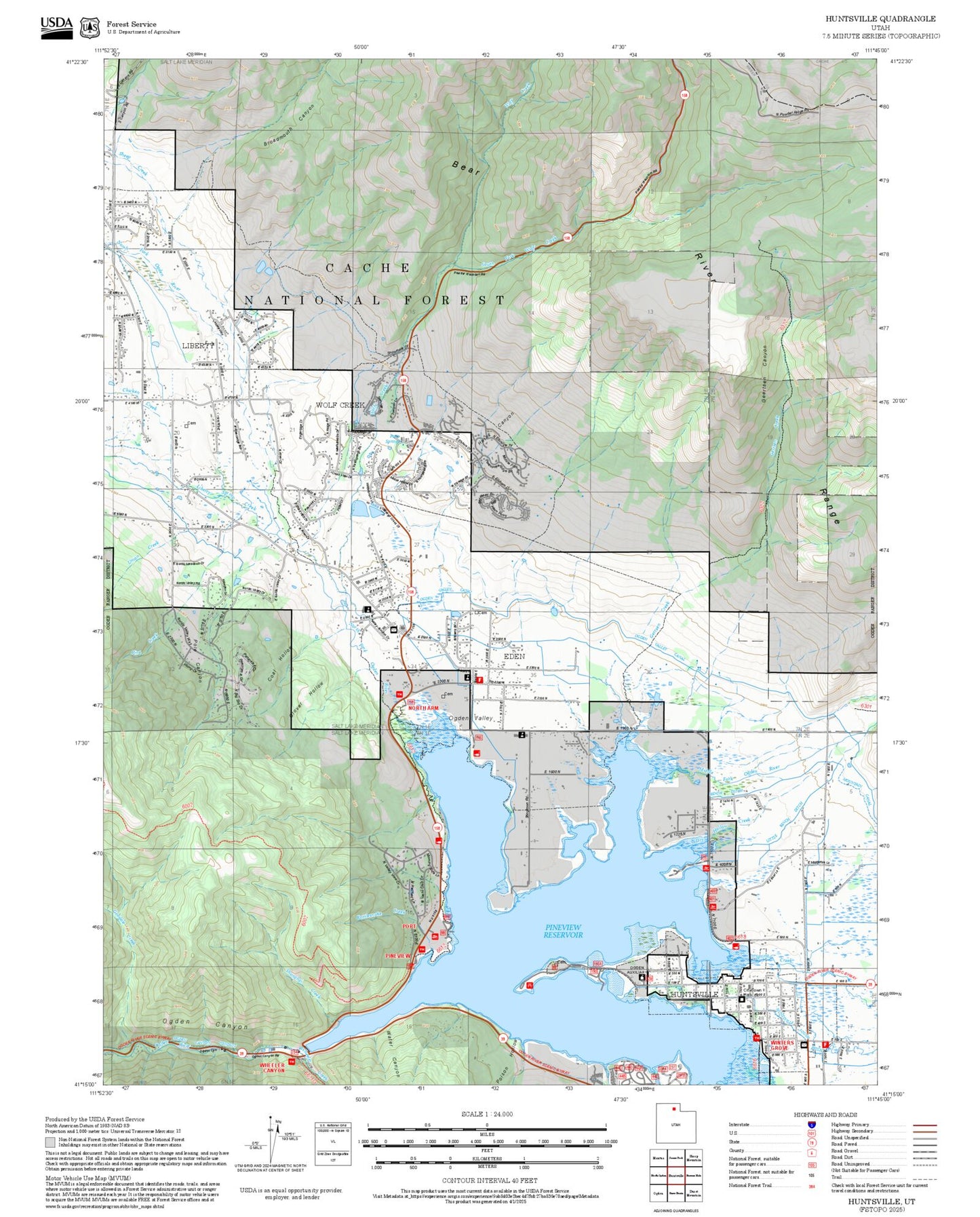 2025 Forest Service Topo Map of Huntsville Utah