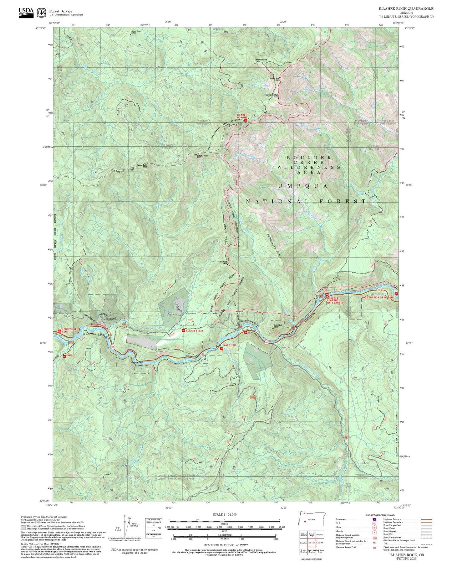 2025 Forest Service Topo Map of Illahee Rock Oregon