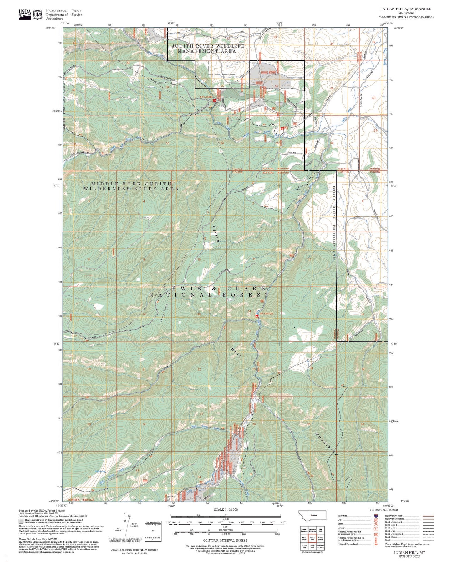 2025 Forest Service Topo Map of Indian Hill Montana