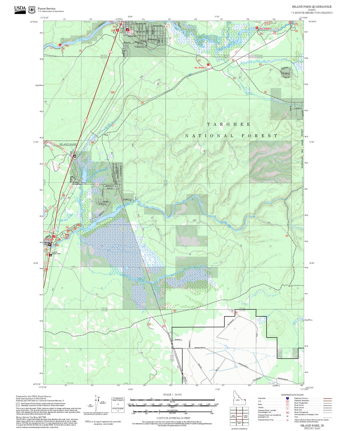 2025 Forest Service Topo Map of Island Park Idaho