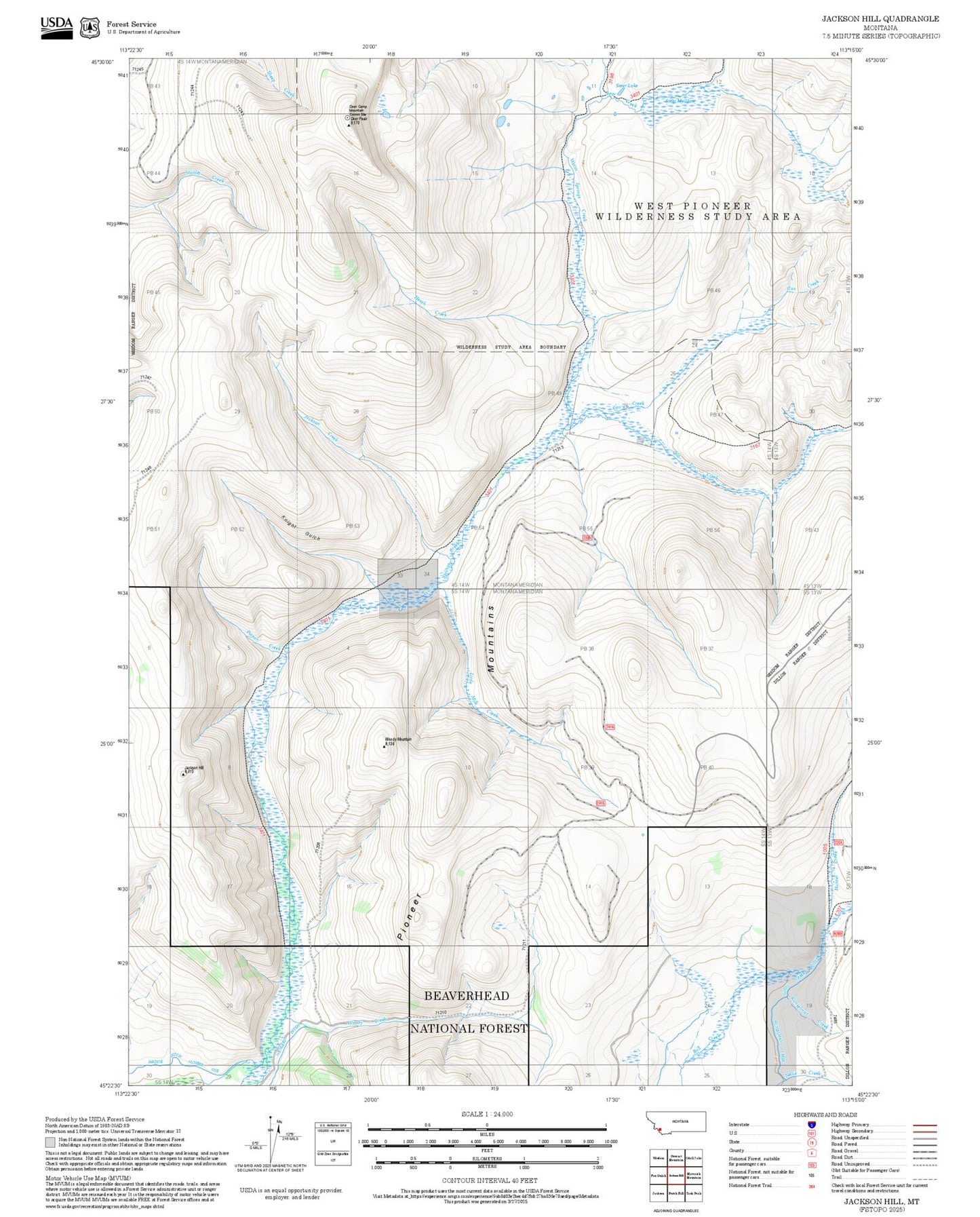 2025 Forest Service Topo Map of Jackson Hill Montana