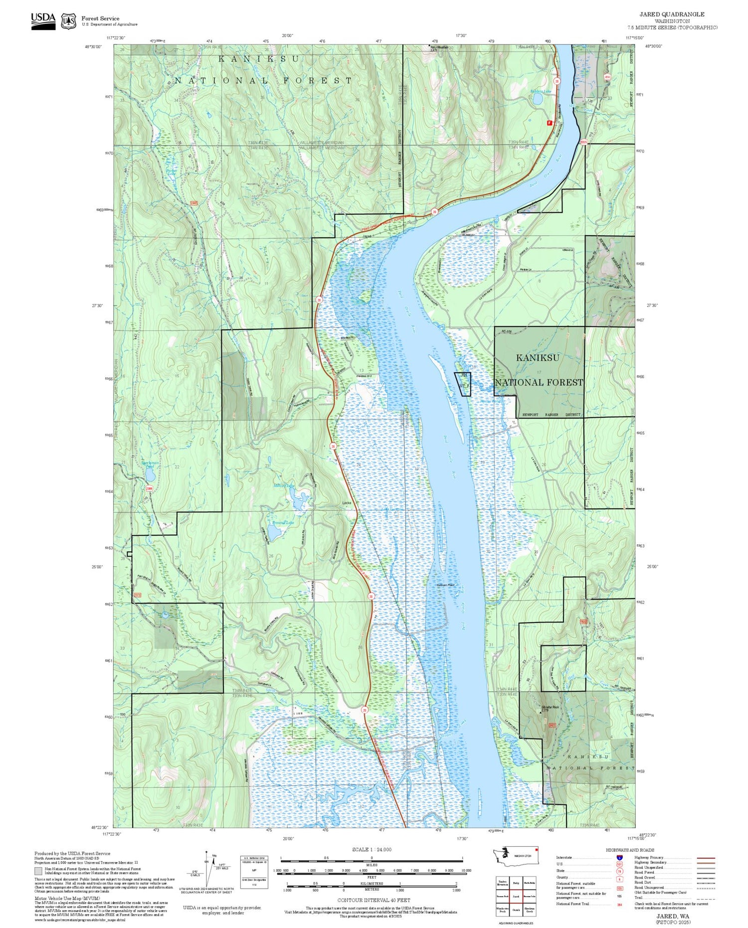 2025 Forest Service Topo Map of Jared Washington