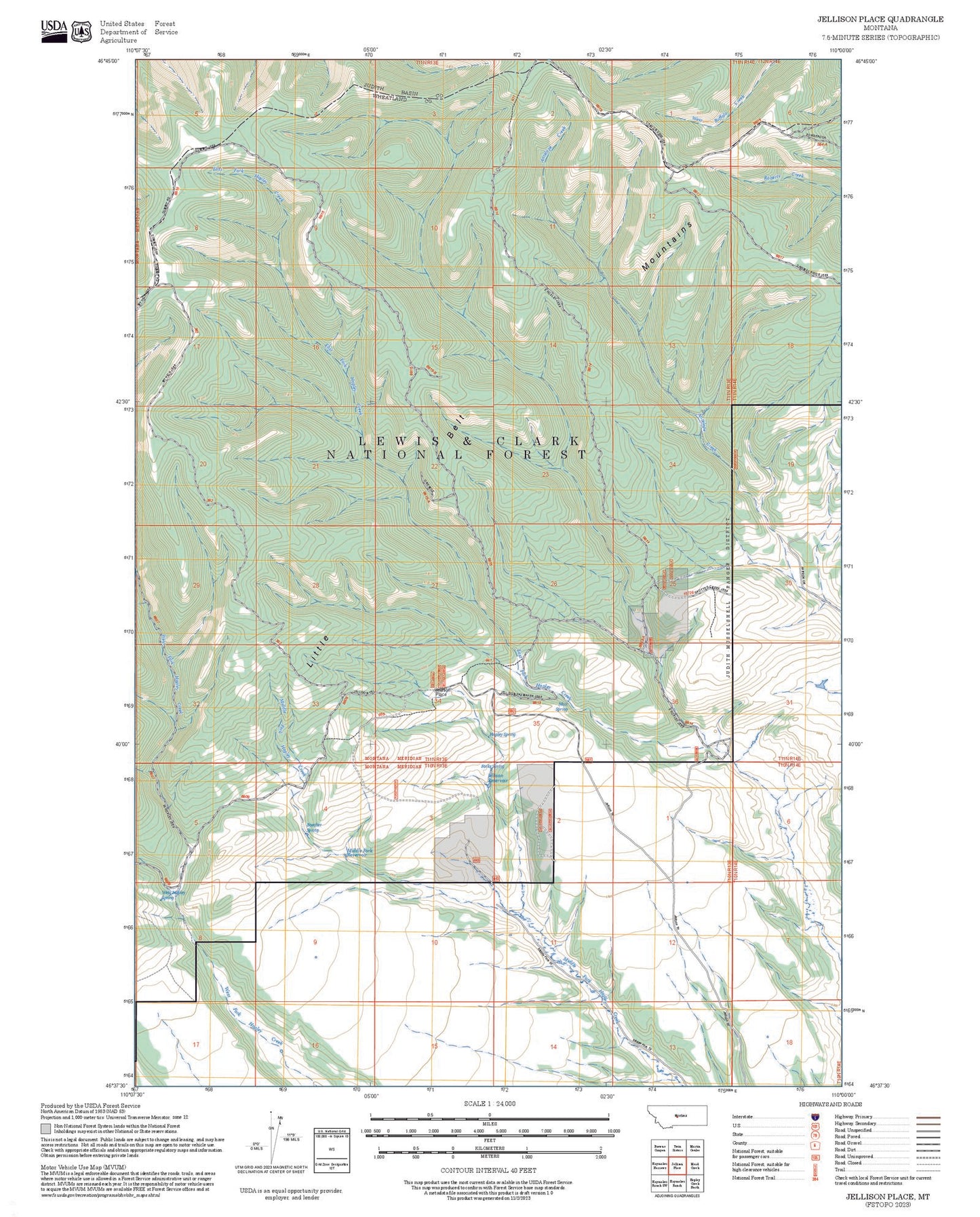 2025 Forest Service Topo Map of Jellison Place Montana