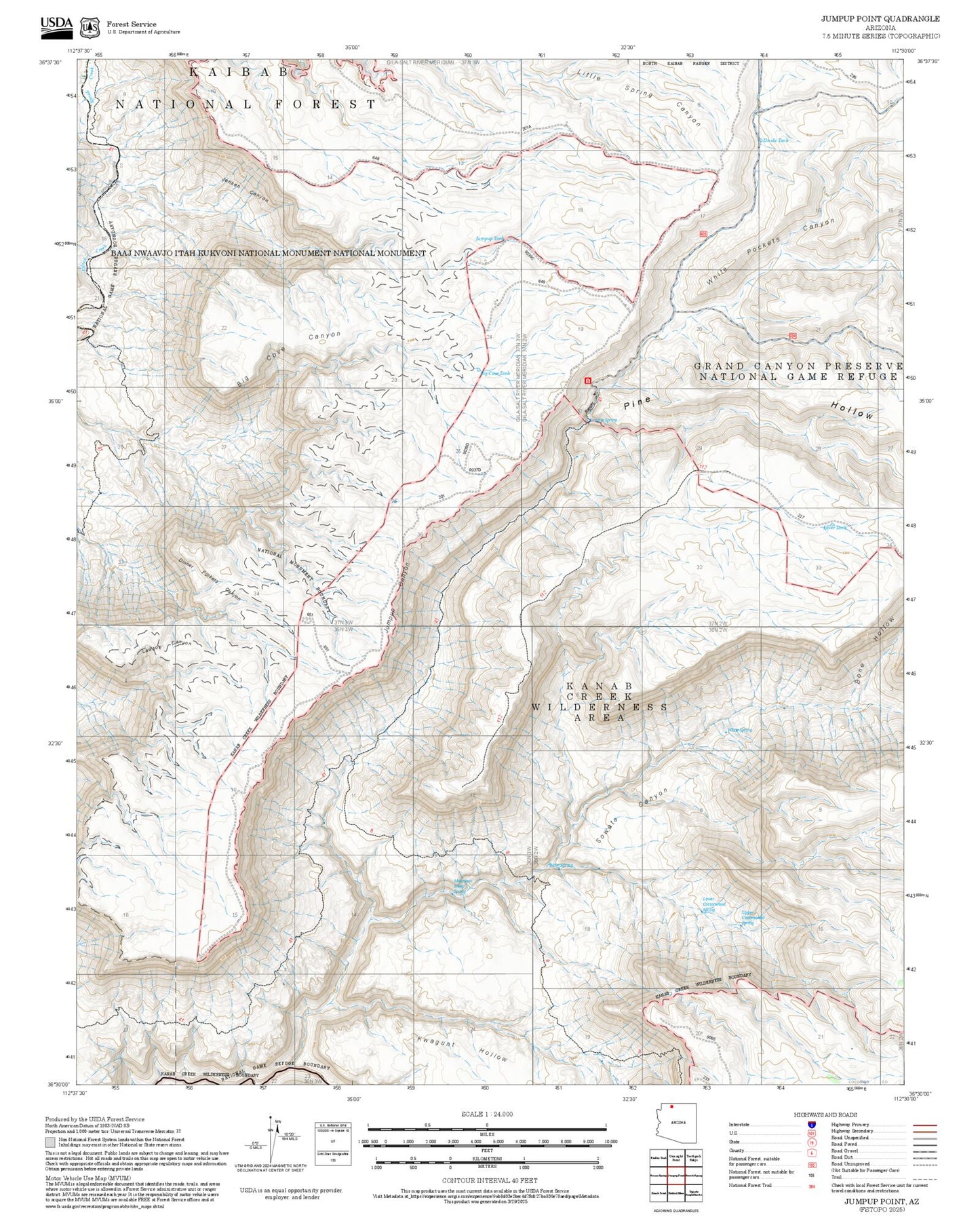 2025 Forest Service Topo Map of Jumpup Point Arizona