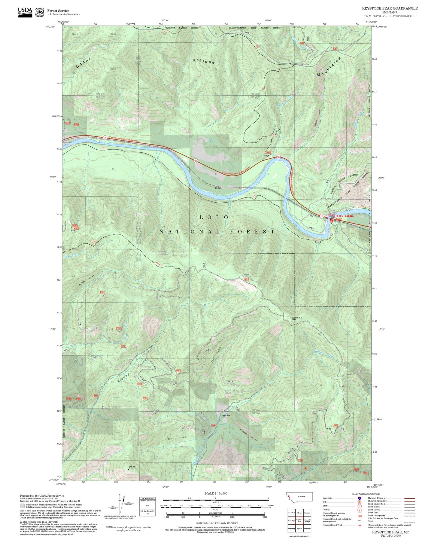 2025 Forest Service Topo Map of Keystone Peak Montana