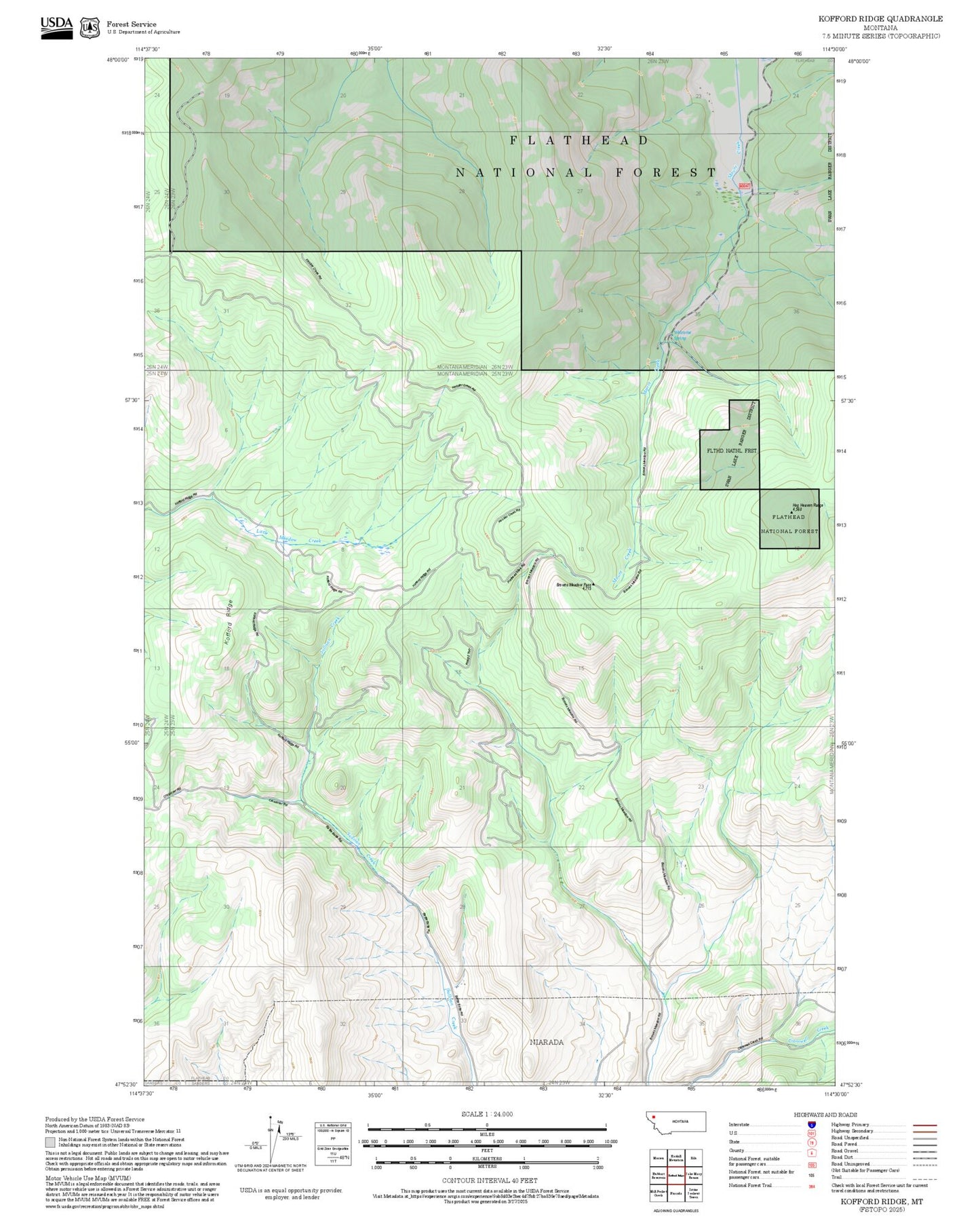 2025 Forest Service Topo Map of Kofford Ridge Montana