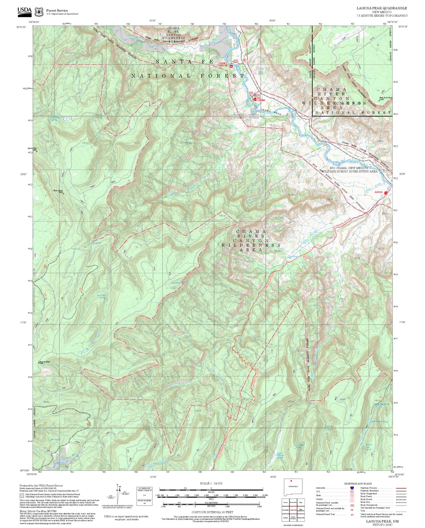 2025 Forest Service Topo Map of Laguna Peak New Mexico