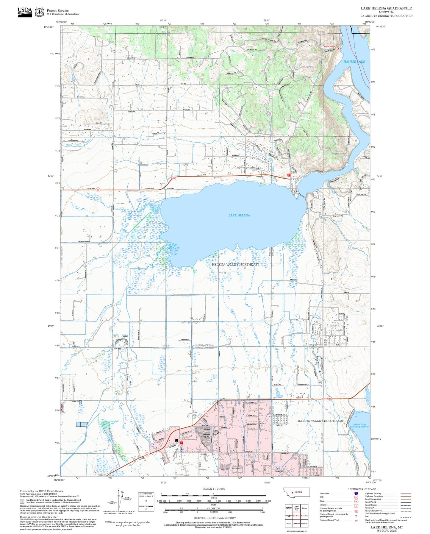 2025 Forest Service Topo Map of Lake Helena Montana
