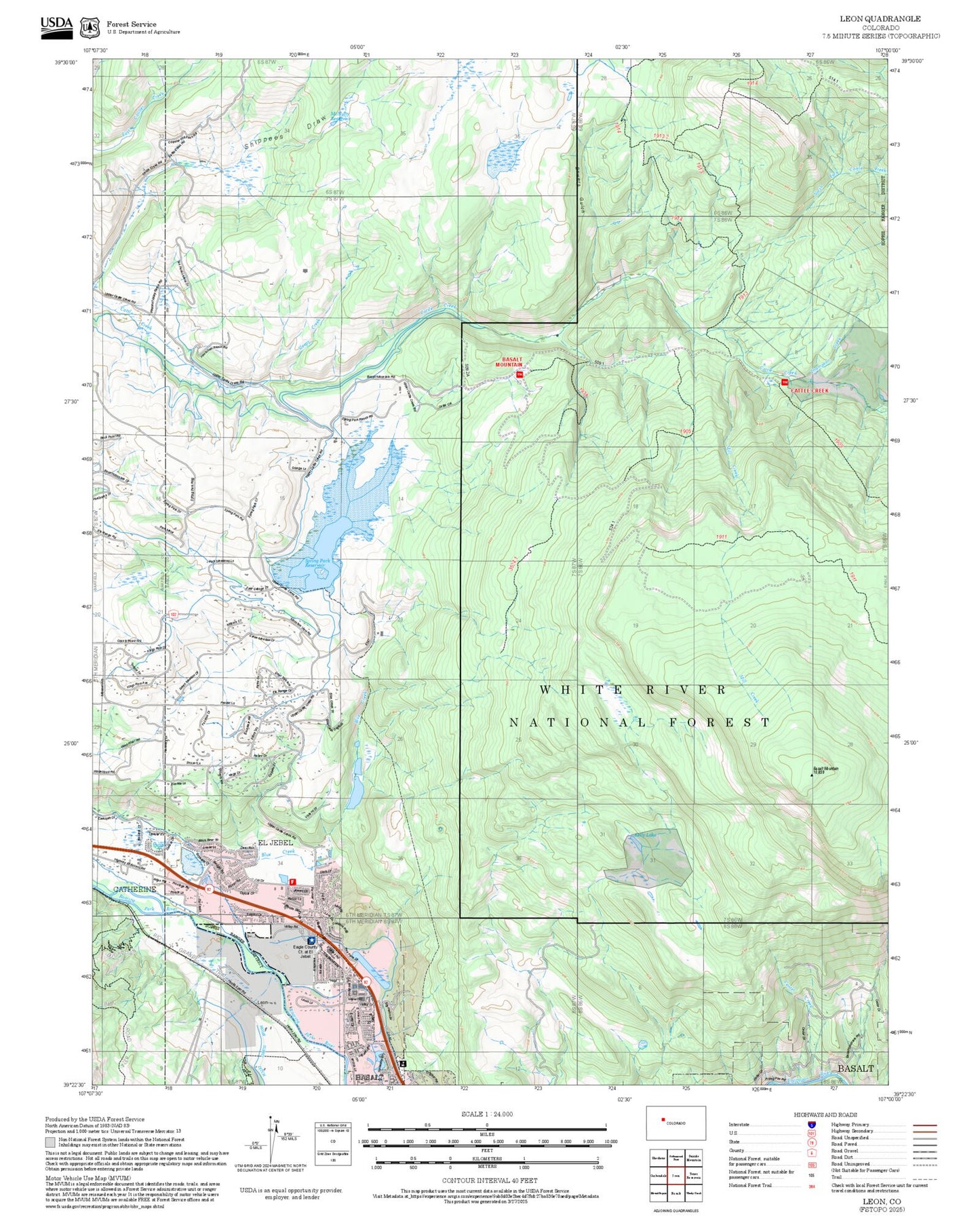 2025 Forest Service Topo Map of Leon Colorado