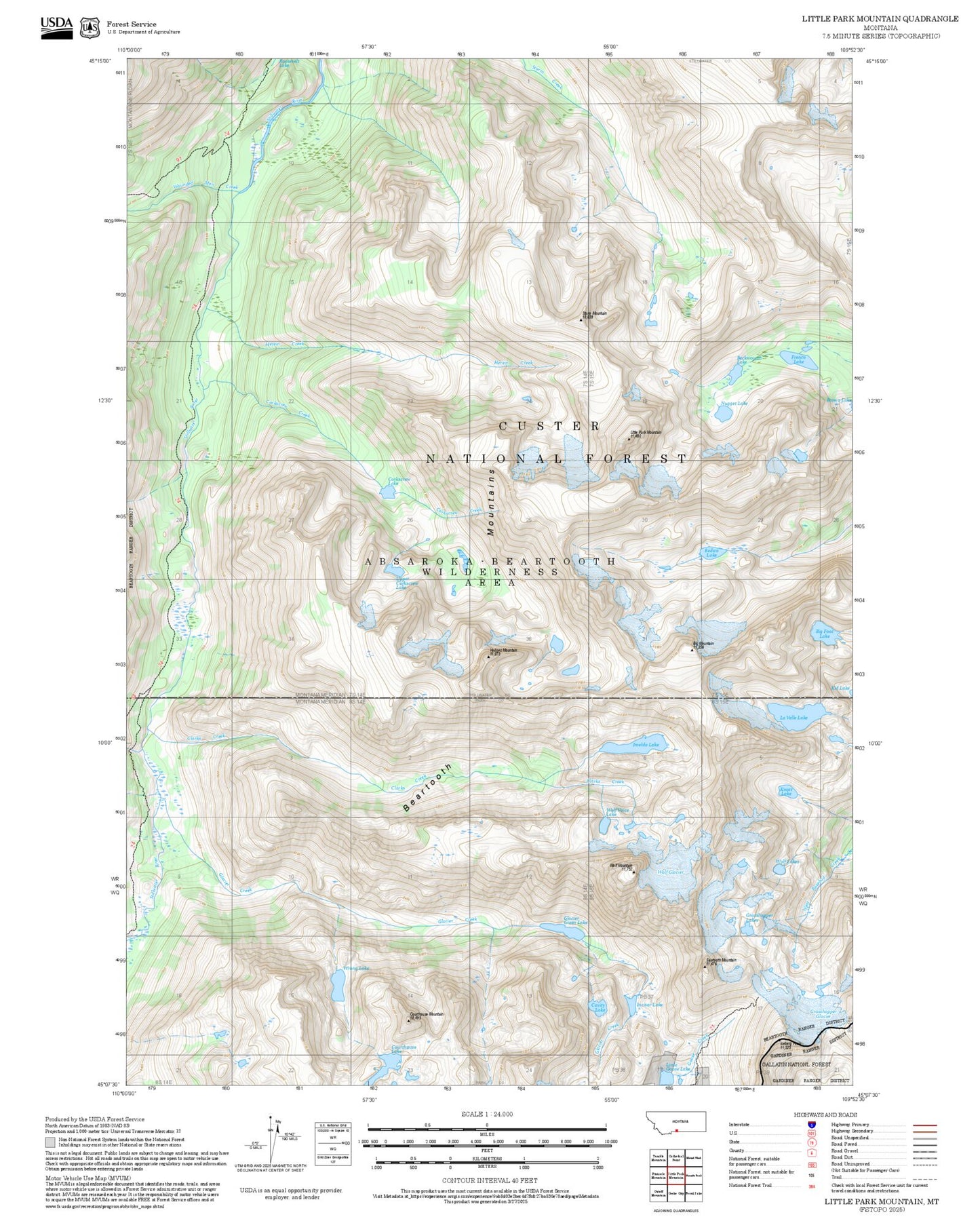 2025 Forest Service Topo Map of Little Park Mountain Montana