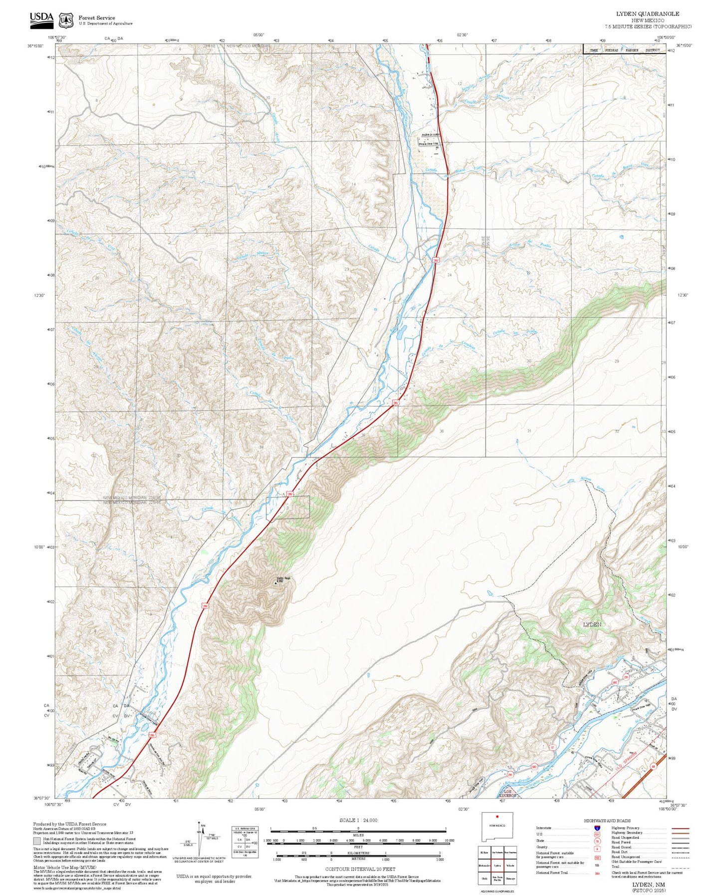 2025 Forest Service Topo Map of Lyden New Mexico