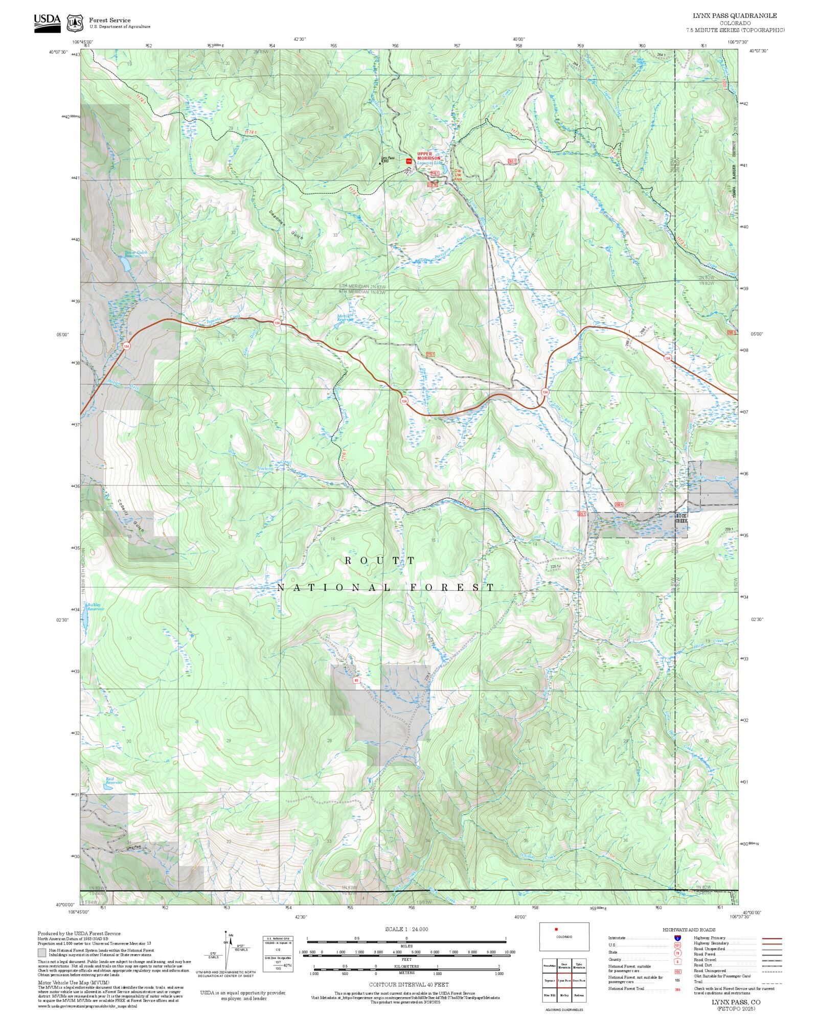 2025 Forest Service Topo Map of Lynx Pass Colorado – MyTopo Map Store