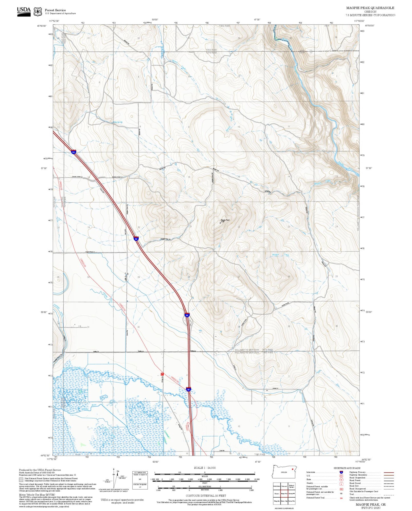 2025 Forest Service Topo Map of Magpie Peak Oregon