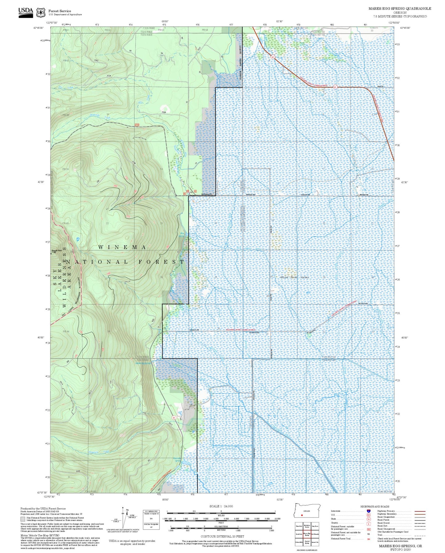 2025 Forest Service Topo Map of Mares Egg Spring Oregon