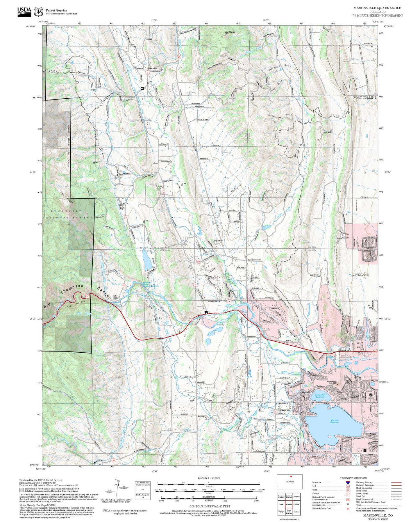 2025 Forest Service Topo Map of Masonville Colorado