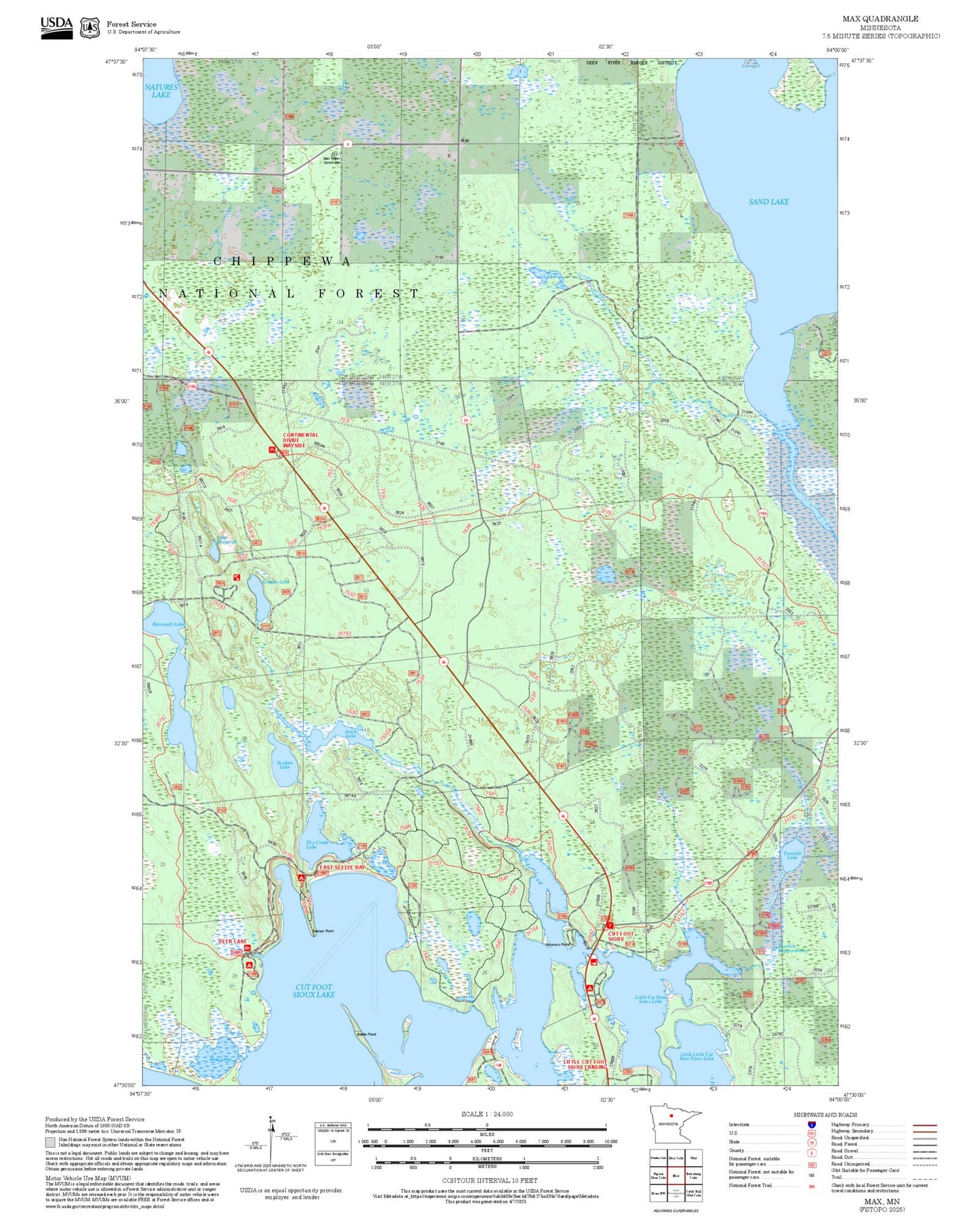 2025 Forest Service Topo Map of Max Minnesota
