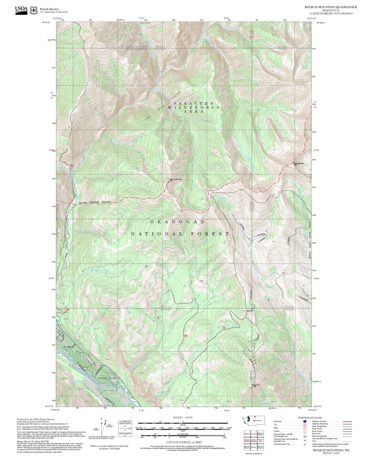 2025 Forest Service Topo Map of McLeod Mountain Washington