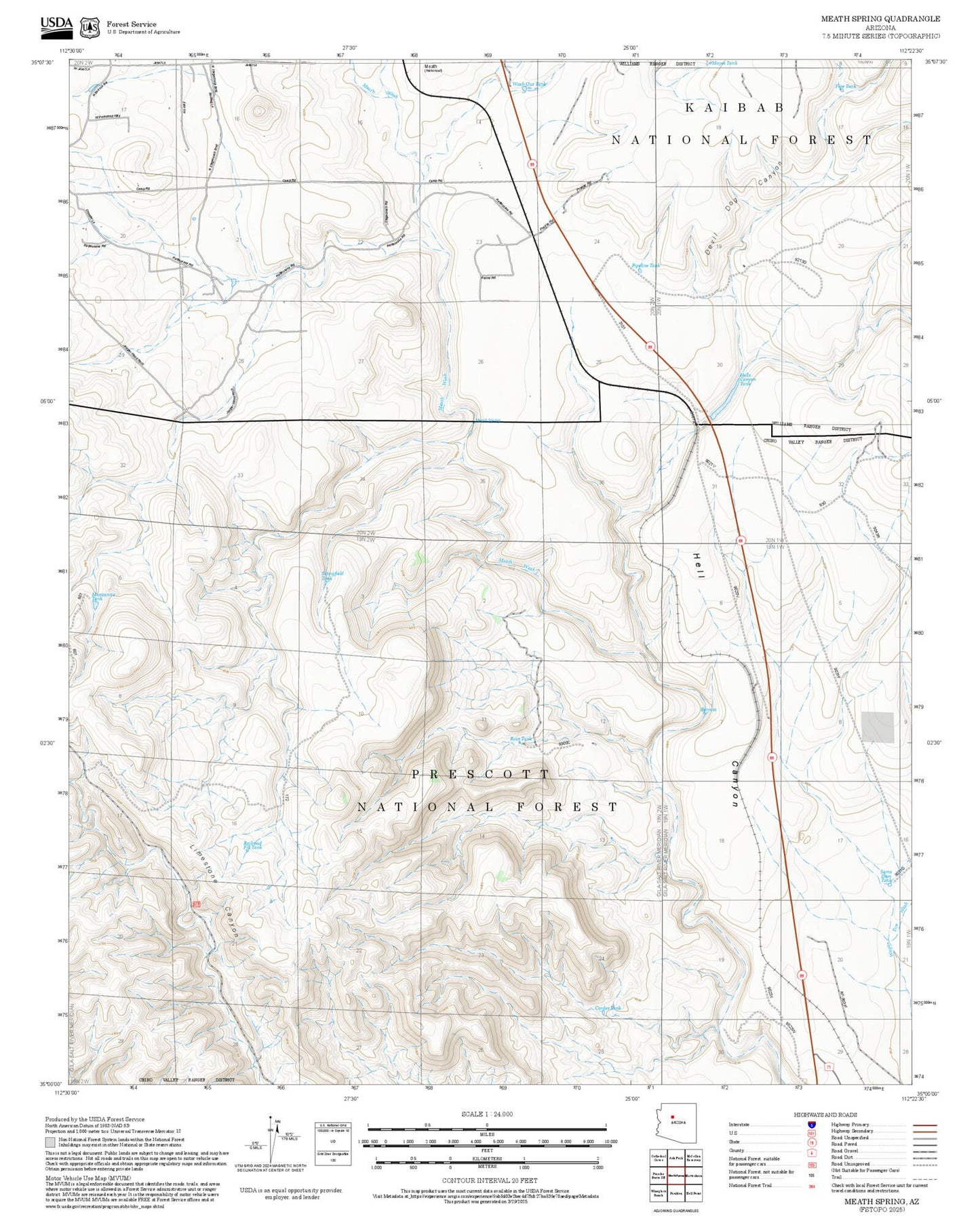 2025 Forest Service Topo Map of Meath Spring Arizona