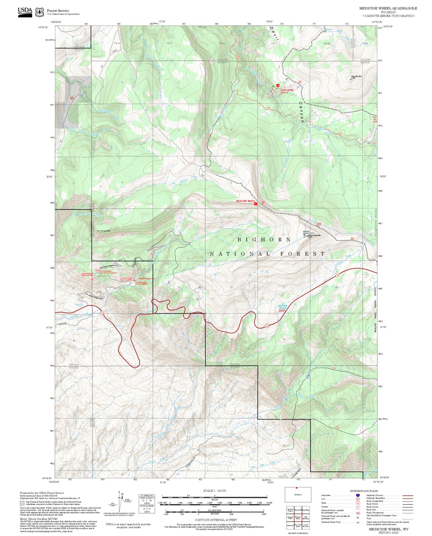 2025 Forest Service Topo Map of Medicine Wheel Wyoming