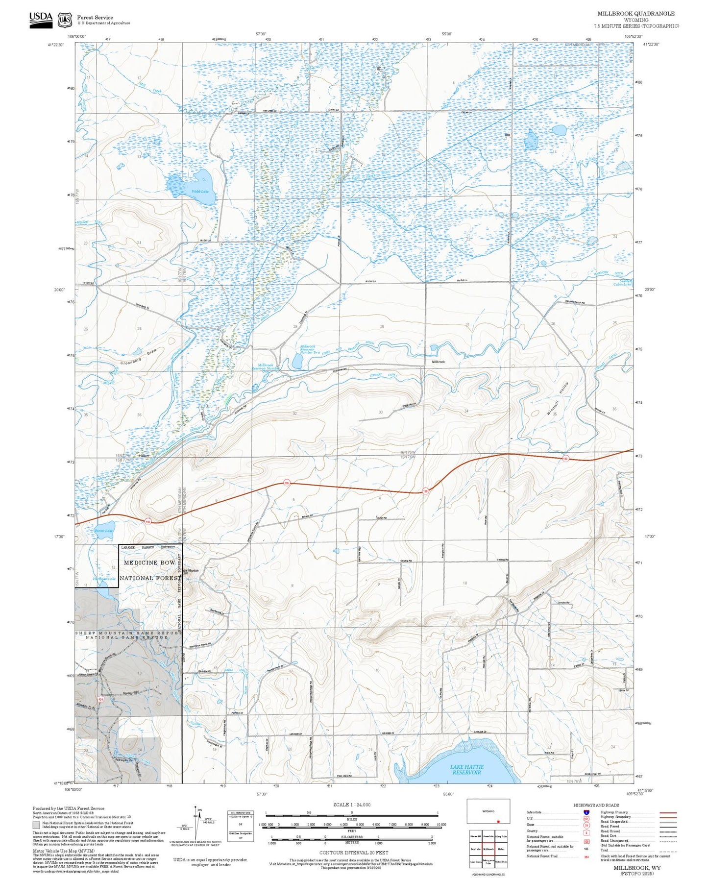 2025 Forest Service Topo Map of Millbrook Wyoming