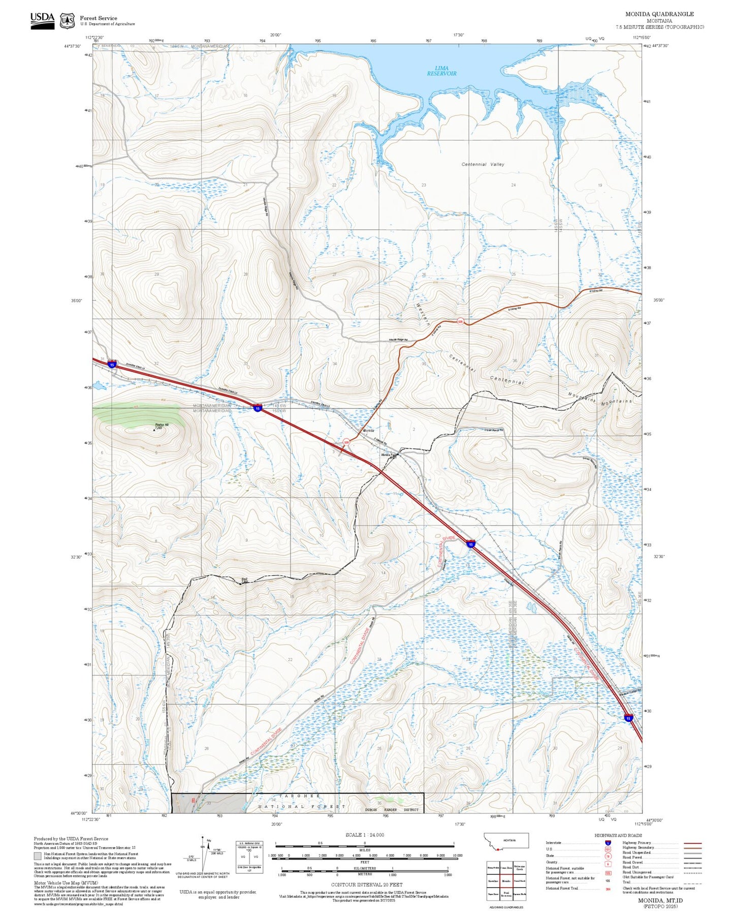 2025 Forest Service Topo Map of Monida Montana