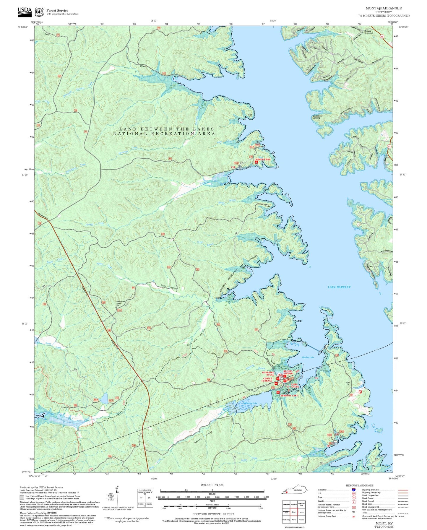 2025 Forest Service Topo Map of Mont Kentucky