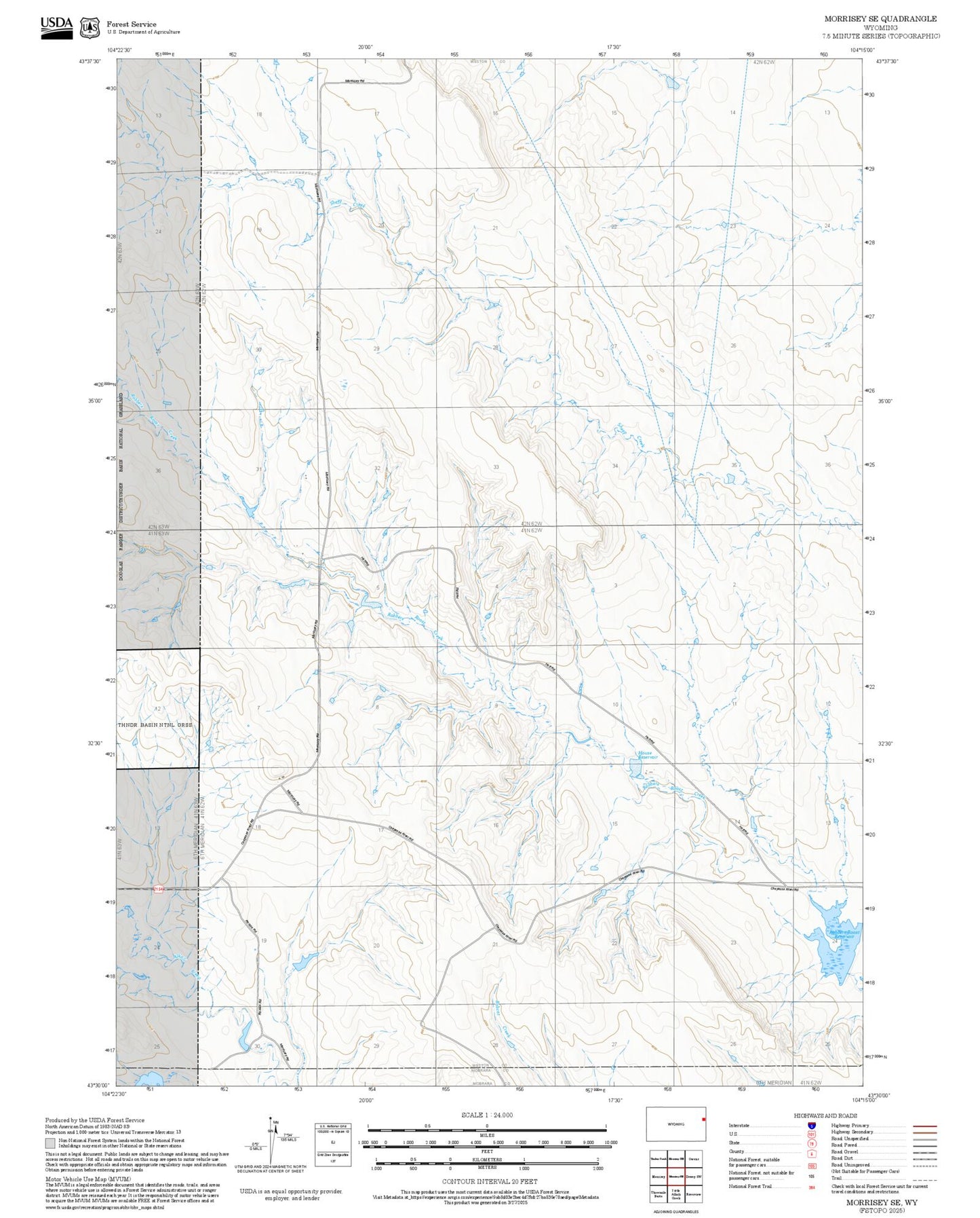 2025 Forest Service Topo Map of Morrisey SE Wyoming