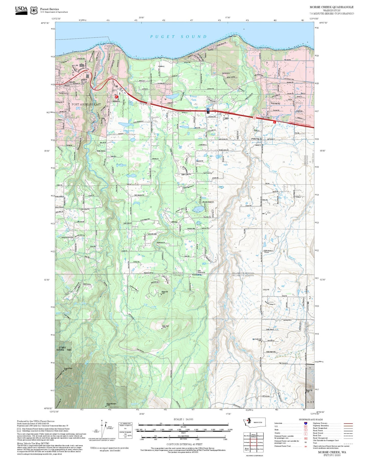2025 Forest Service Topo Map of Morse Creek Washington