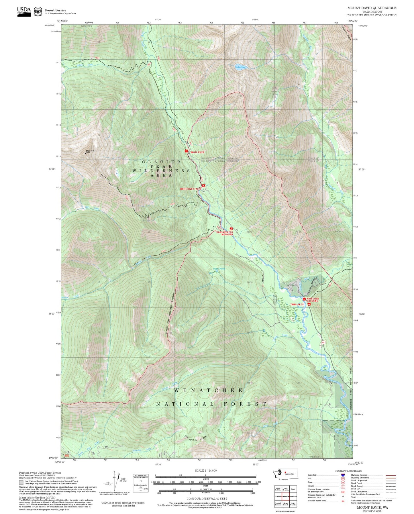 2025 Forest Service Topo Map of Mount David Washington