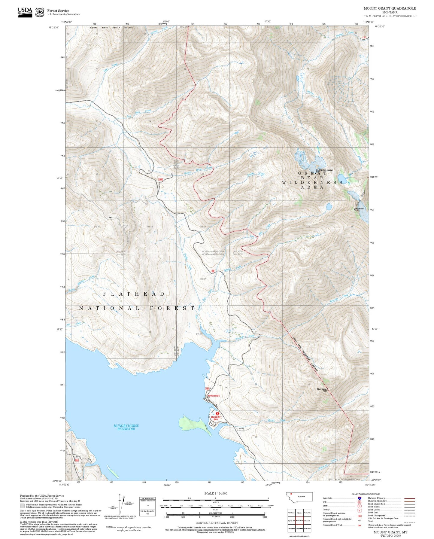 2025 Forest Service Topo Map of Mount Grant Montana