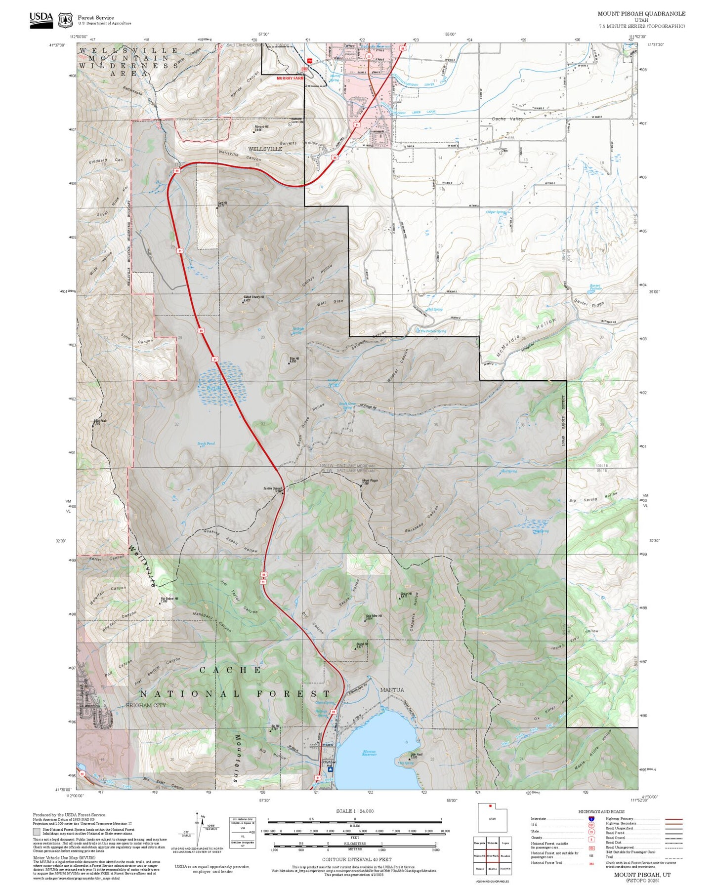 2025 Forest Service Topo Map of Mount Pisgah Utah