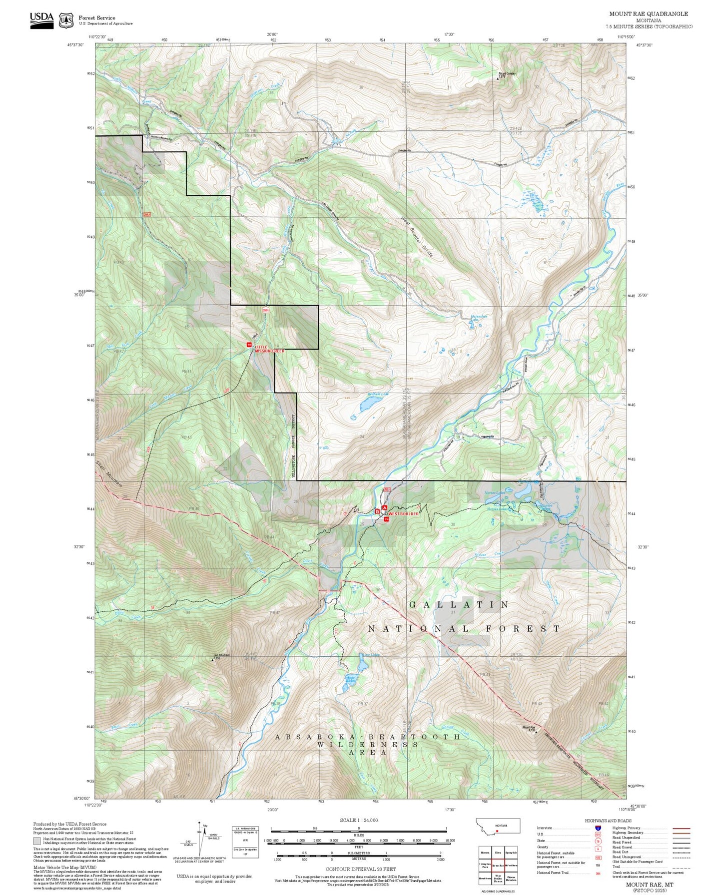2025 Forest Service Topo Map of Mount Rae Montana