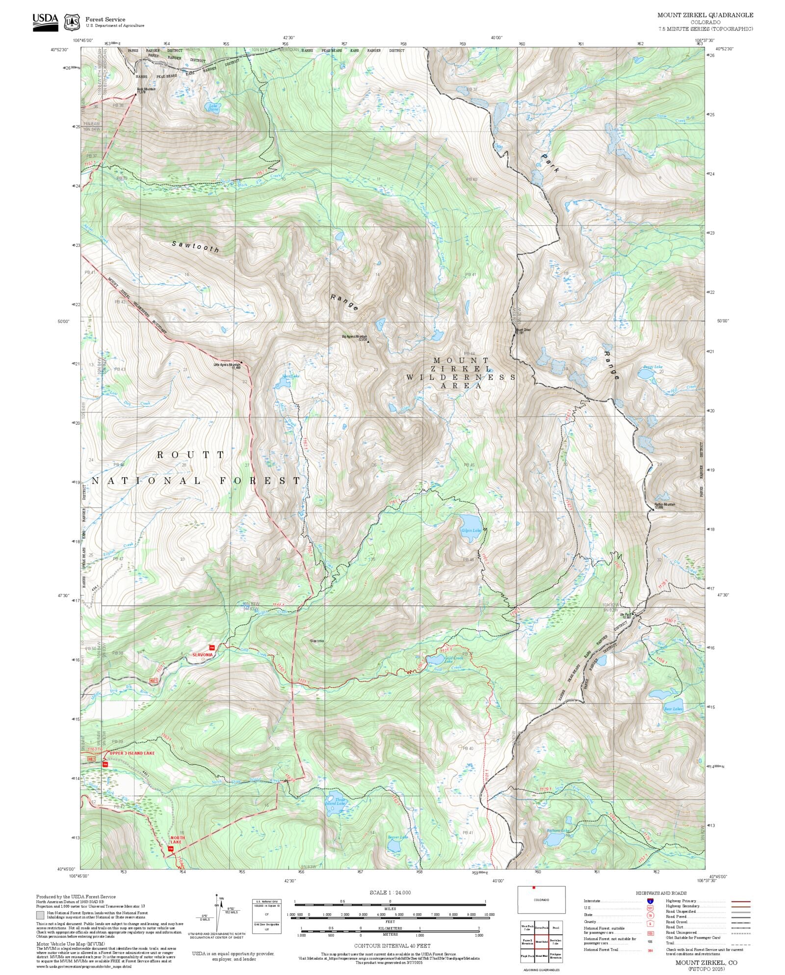 2025 Forest Service Topo Map of Mount Zirkel Colorado – MyTopo Map