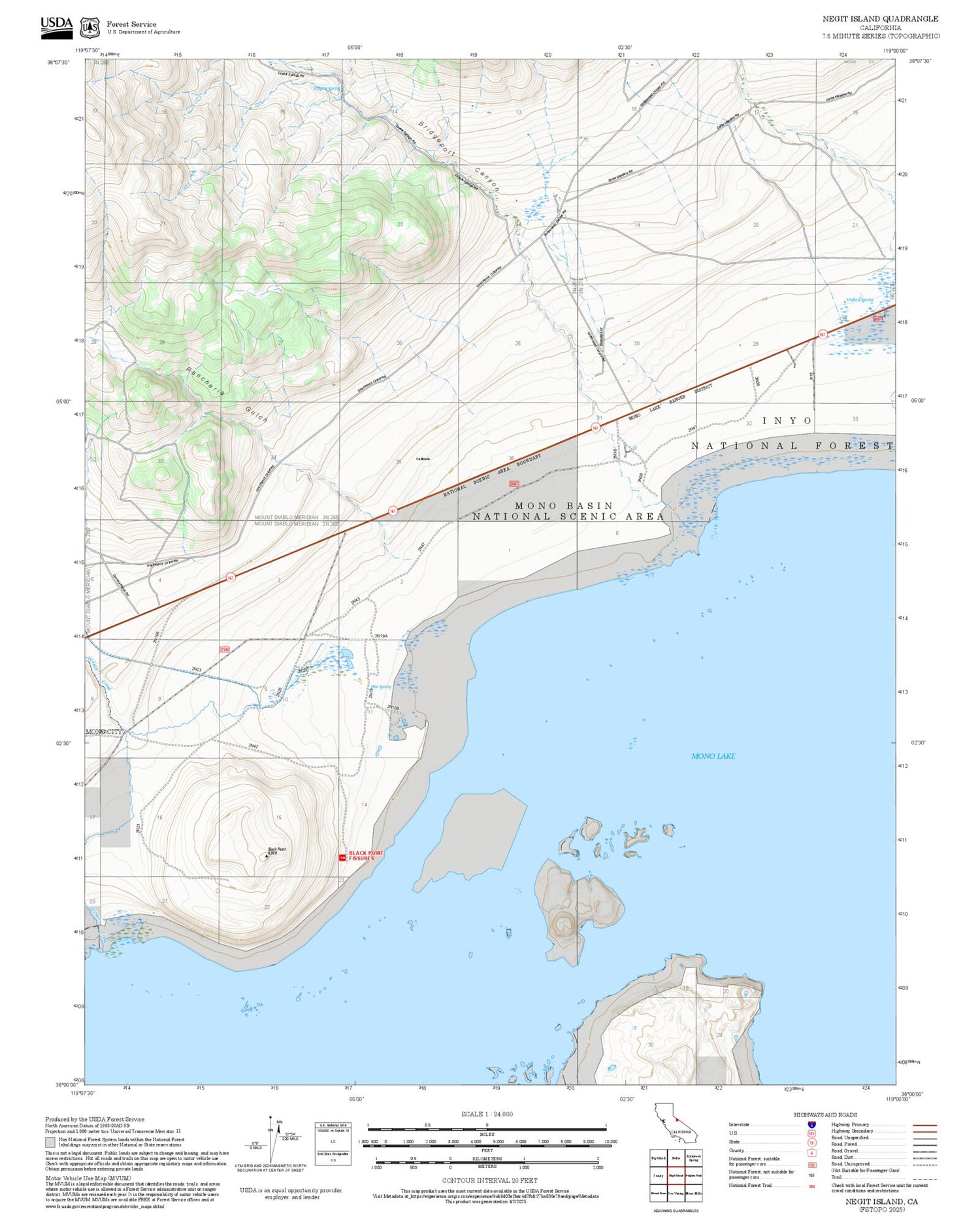 2025 Forest Service Topo Map of Negit Island California