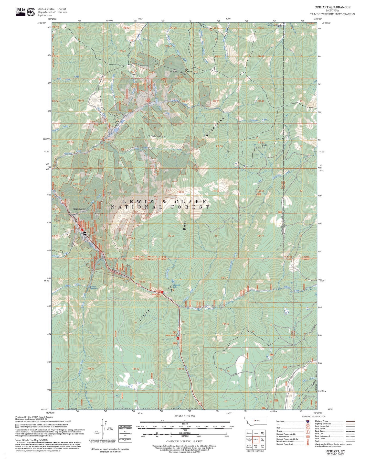 2025 Forest Service Topo Map of Neihart Montana