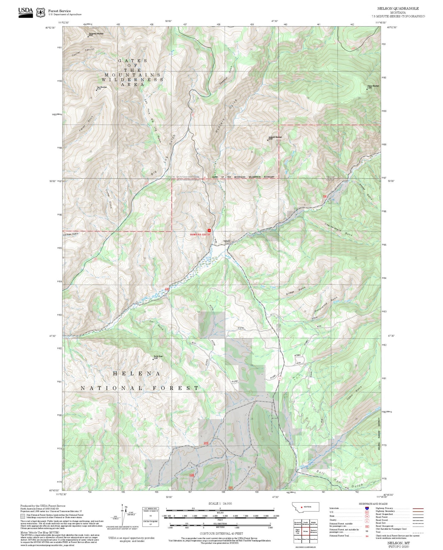 2025 Forest Service Topo Map of Nelson Montana