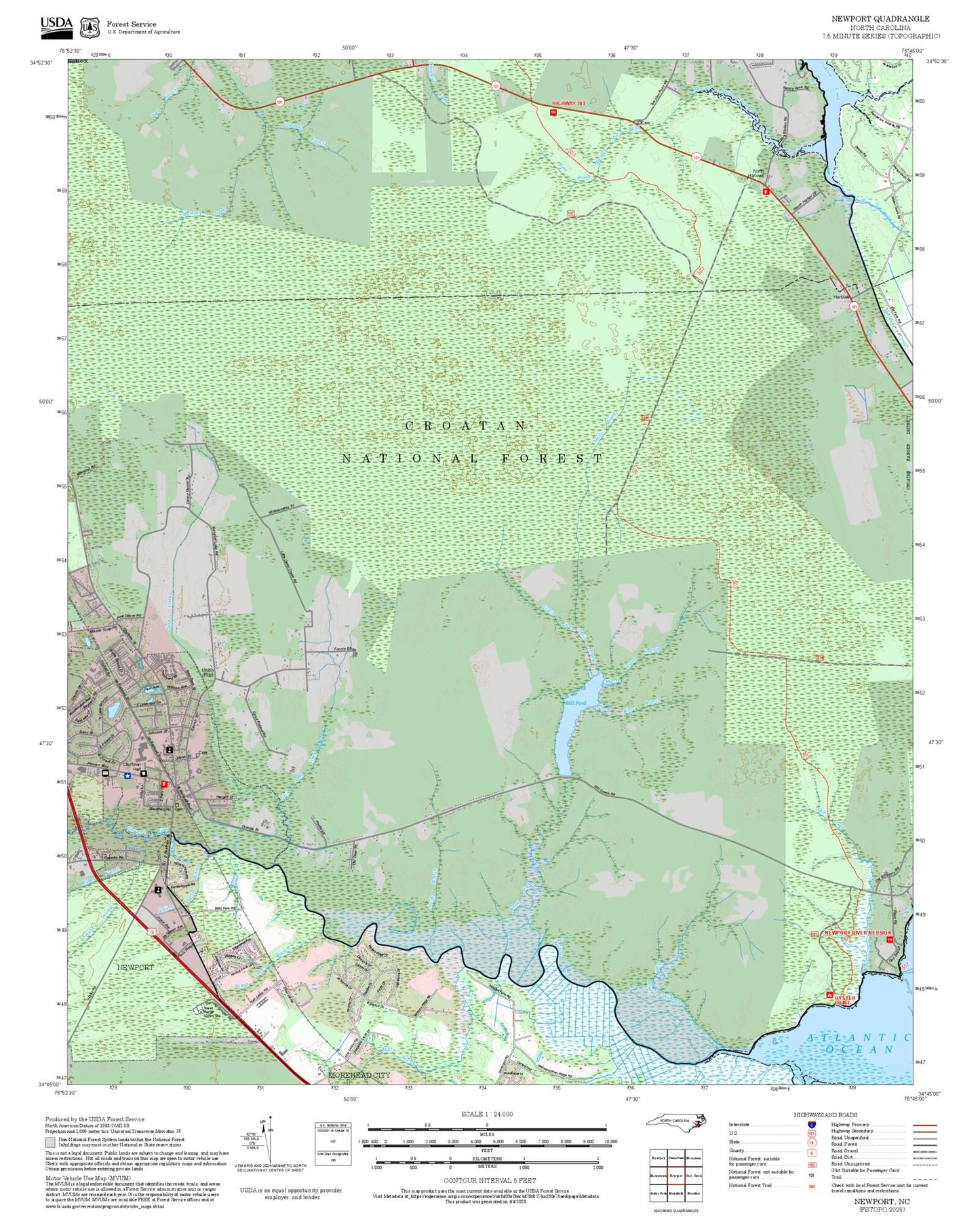 2025 Forest Service Topo Map of Newport North Carolina