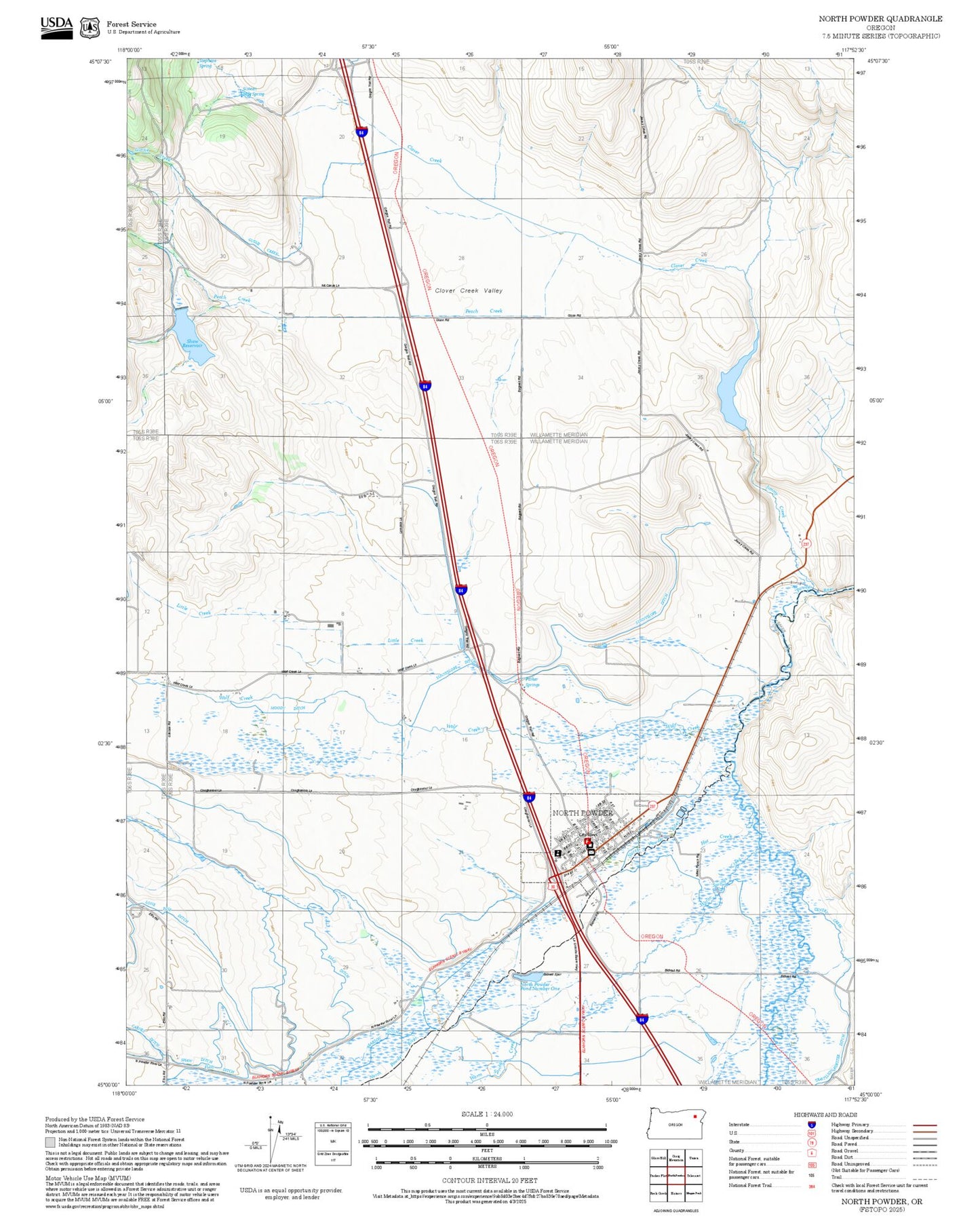 2025 Forest Service Topo Map of North Powder Oregon