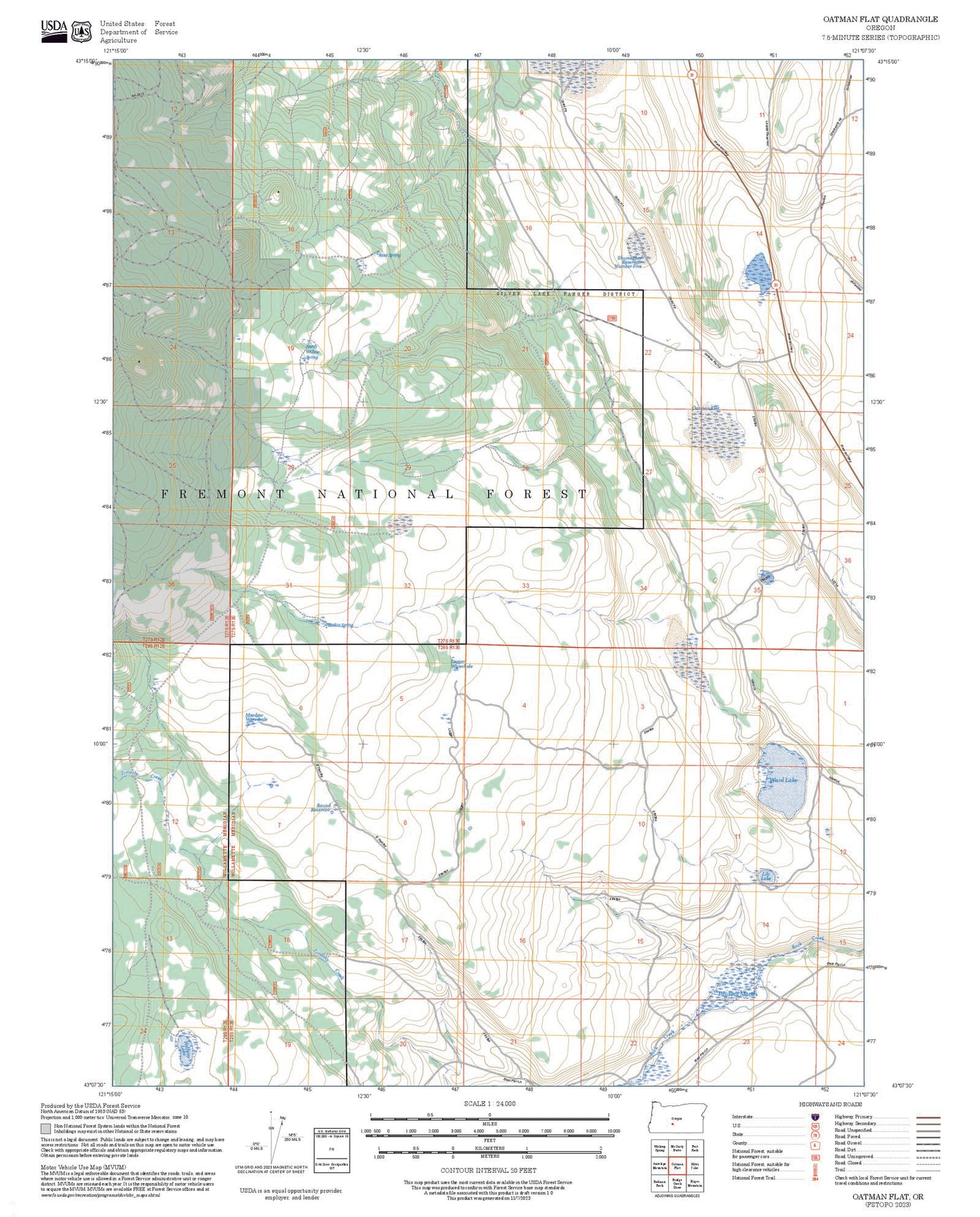2025 Forest Service Topo Map of Oatman Flat Oregon
