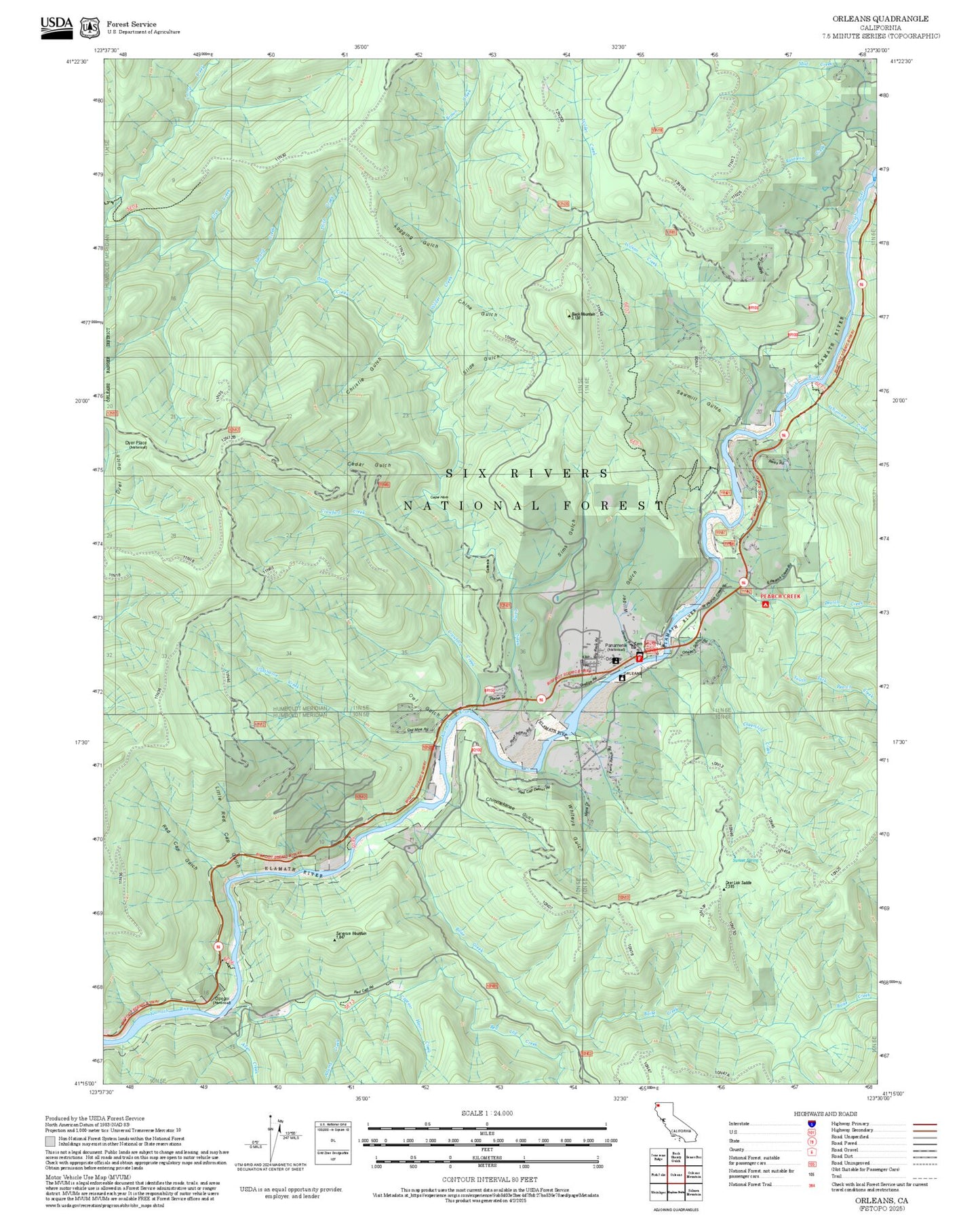 2025 Forest Service Topo Map of Orleans California